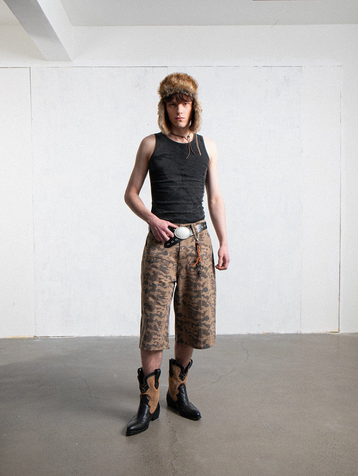 LEONSENSE Deconstructed Camo Cargo Shorts