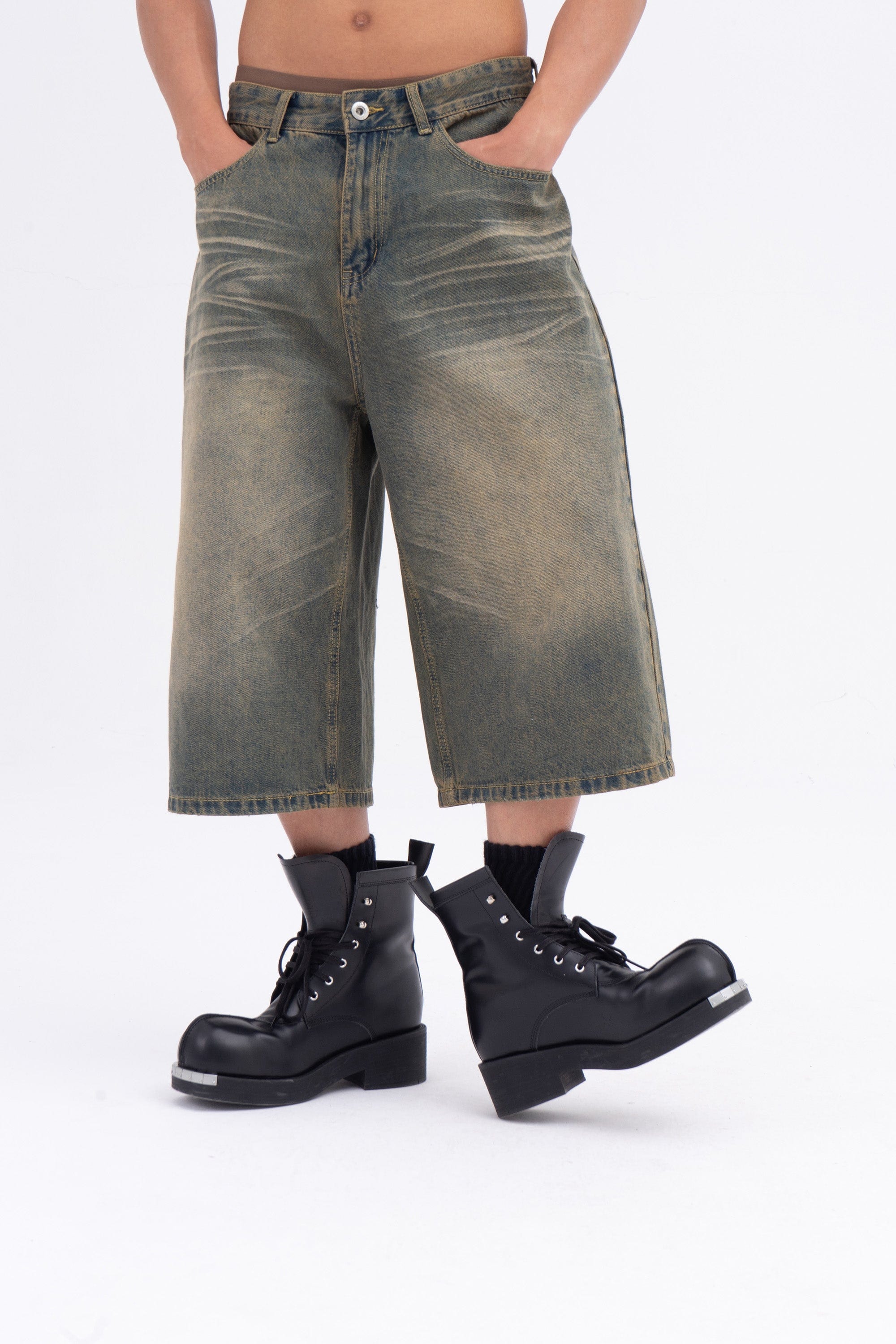 CLP Oversized Washed Denim Shorts