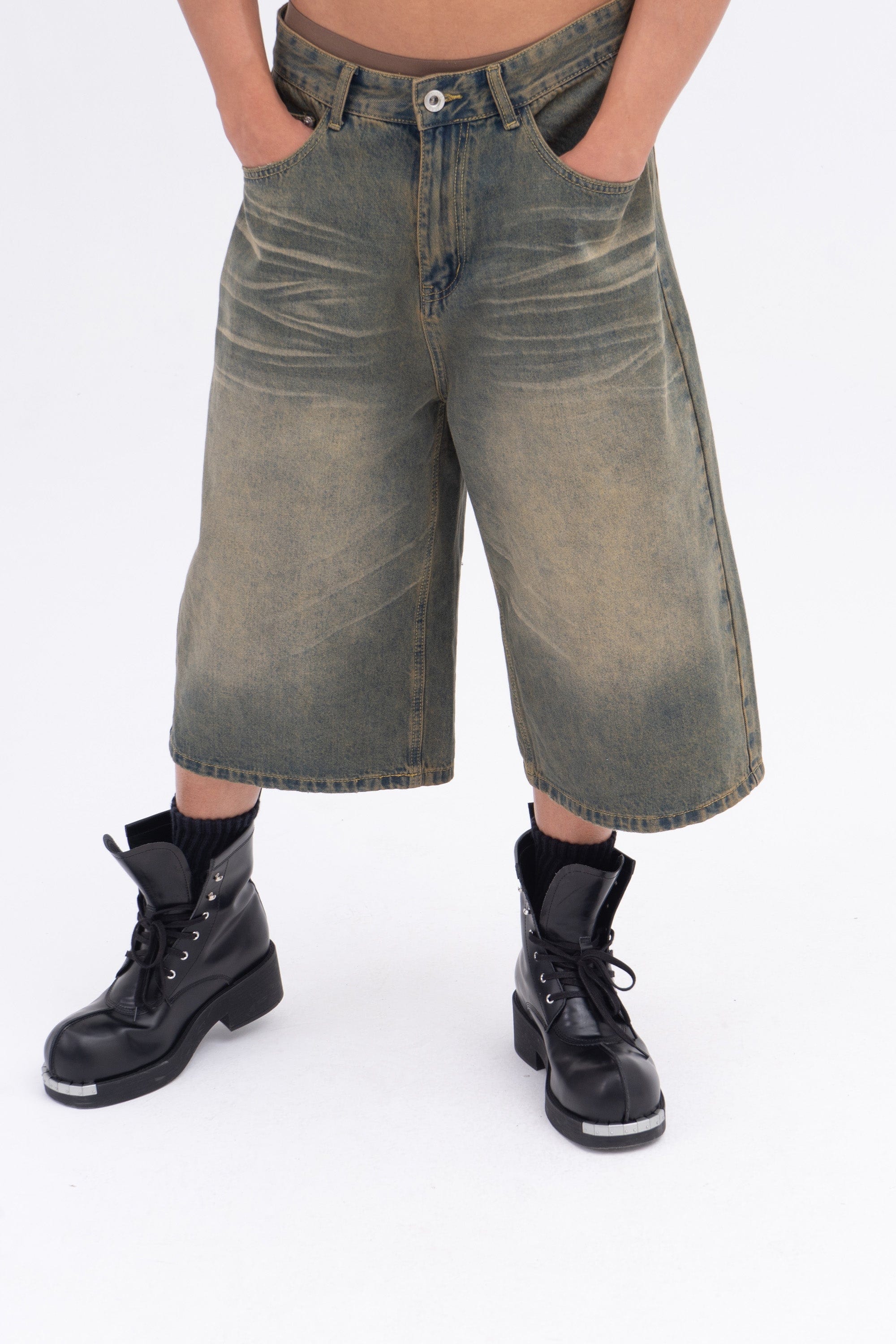 CLP Oversized Washed Denim Shorts