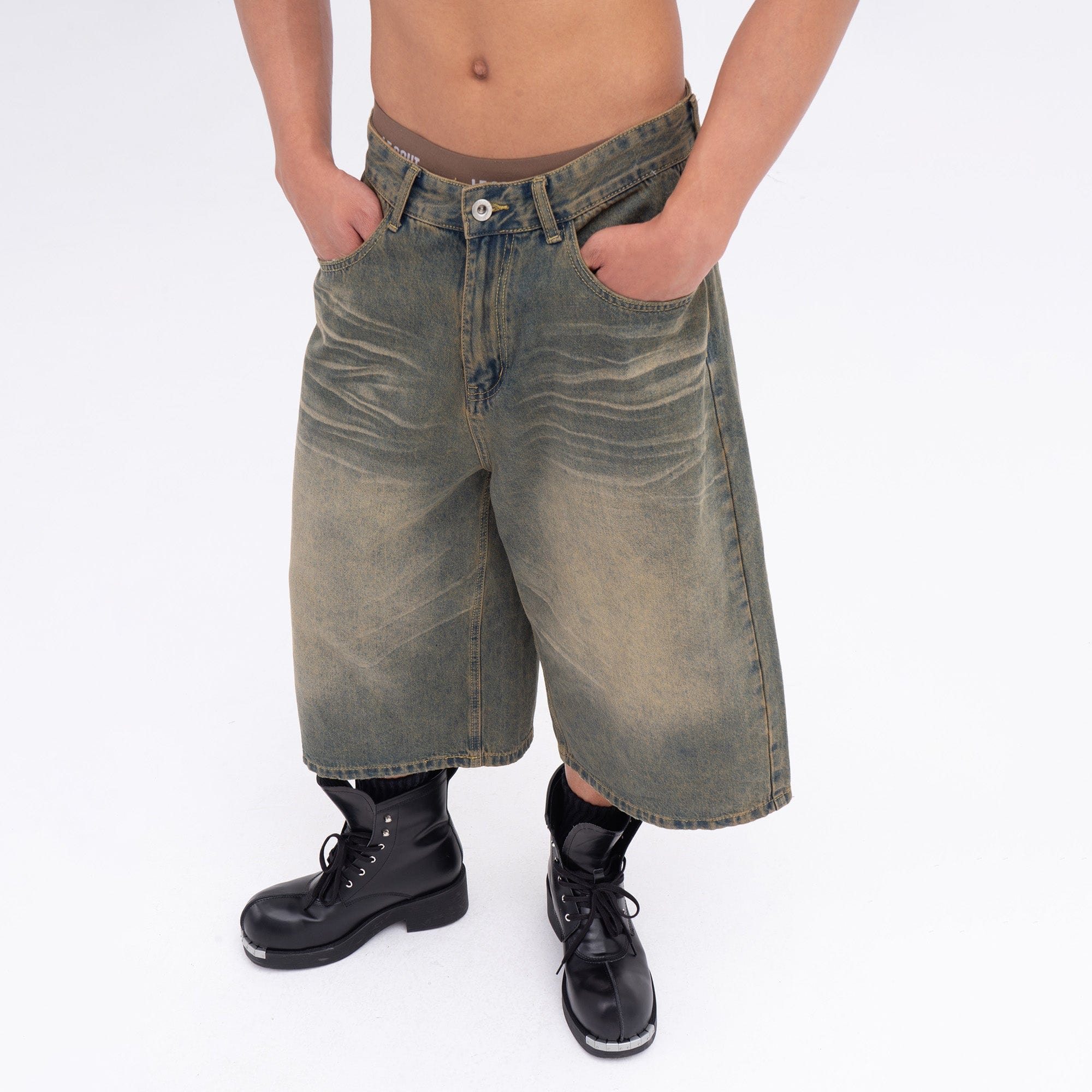 CLP Oversized Washed Denim Shorts