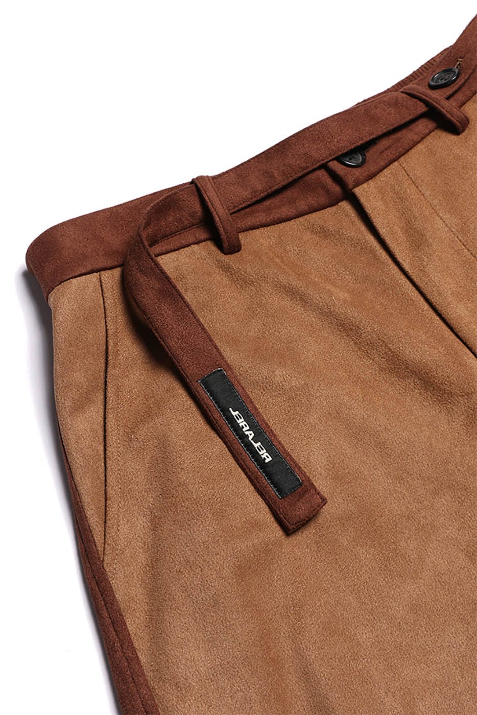 RELABEL Deconstructed Faux-Suede Pants