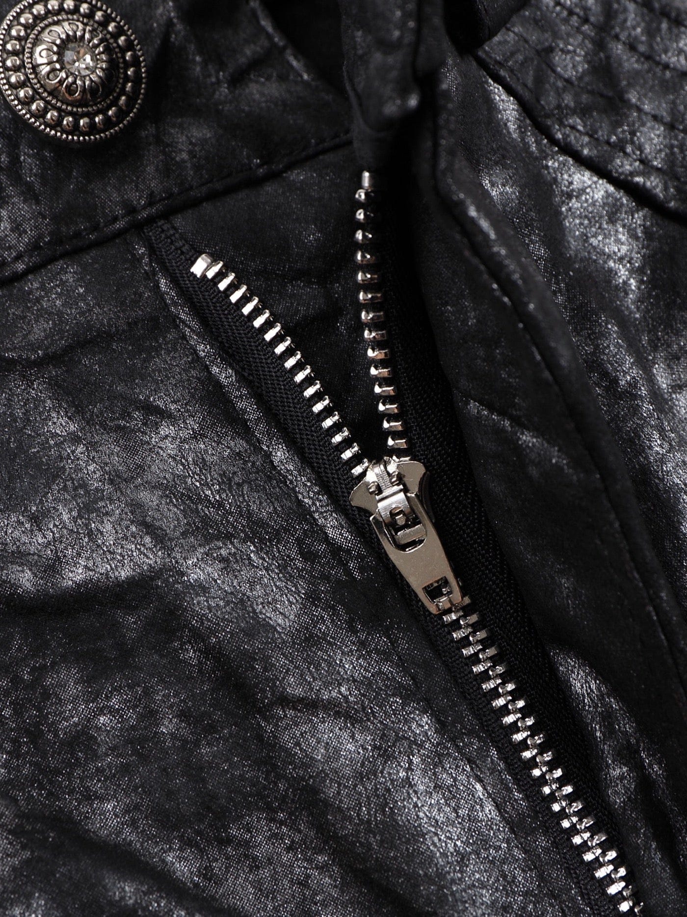 DND4DES Faux Leather Wrinkled Motorcycle Pants