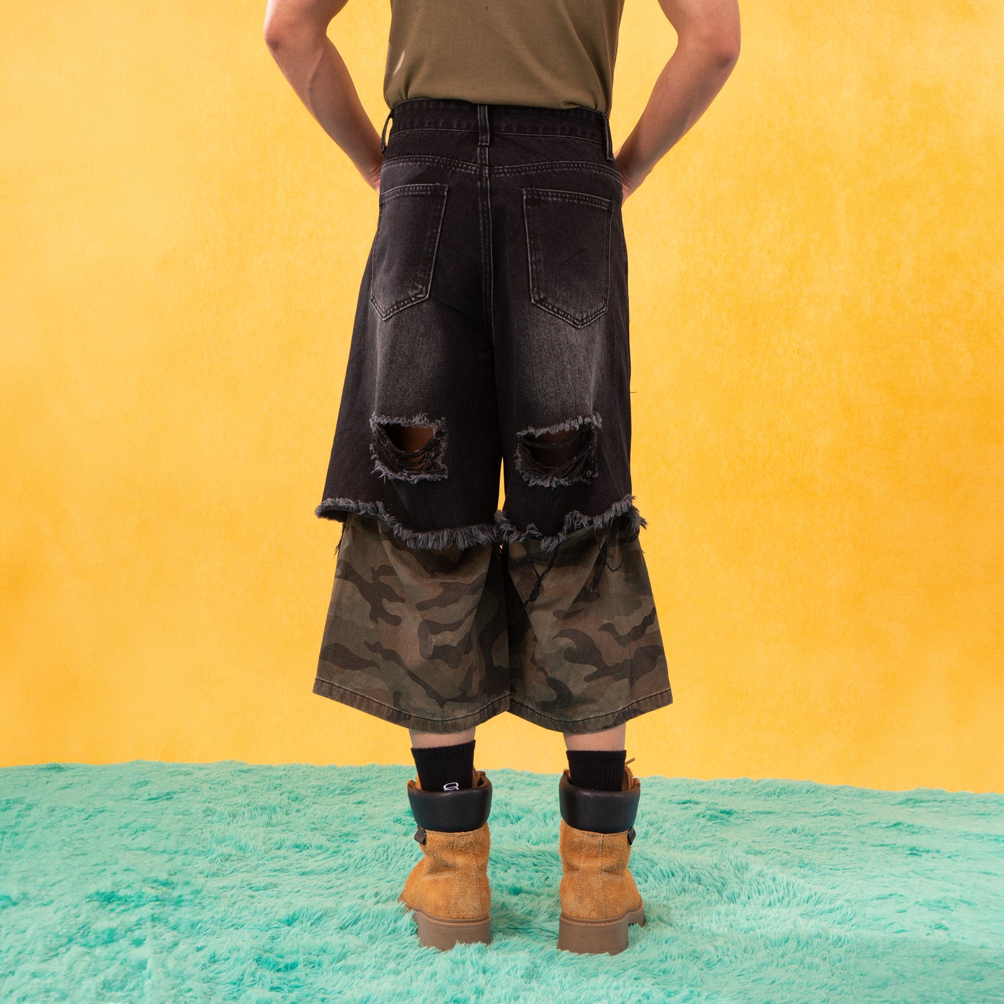 CLP Distressed Layered Camo Cargo Shorts