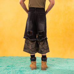 CLP Distressed Layered Camo Cargo Shorts
