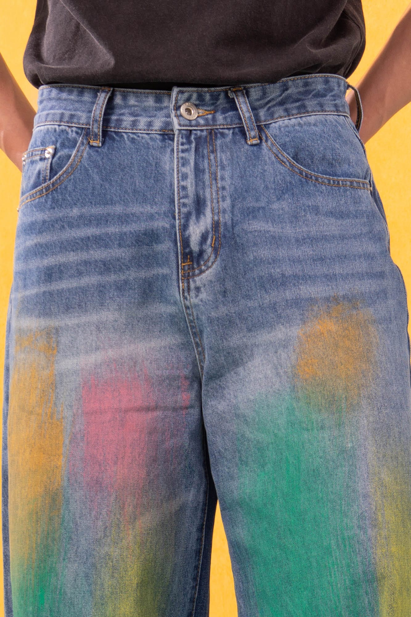 CLP MultiColor Brushed Wide-Leg Jeans