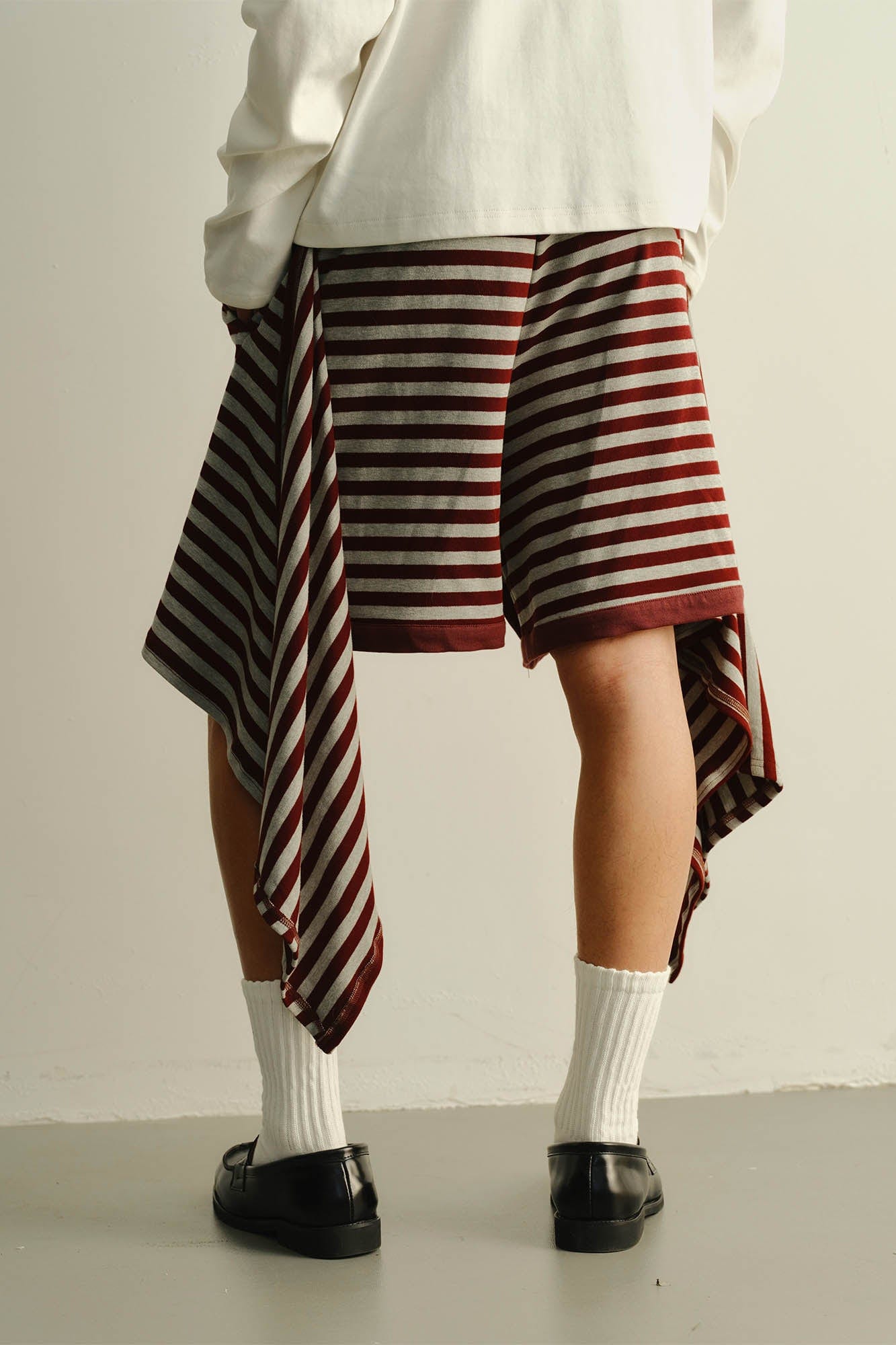 KADAKADA Sweater-Reworked Striped Knit Shorts
