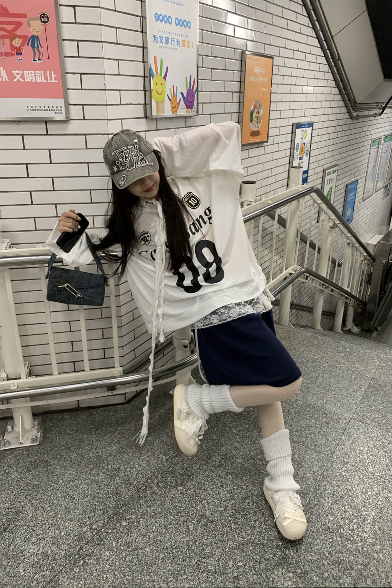 TWINBUTA Washed Embroidered LOGO Denim Cap