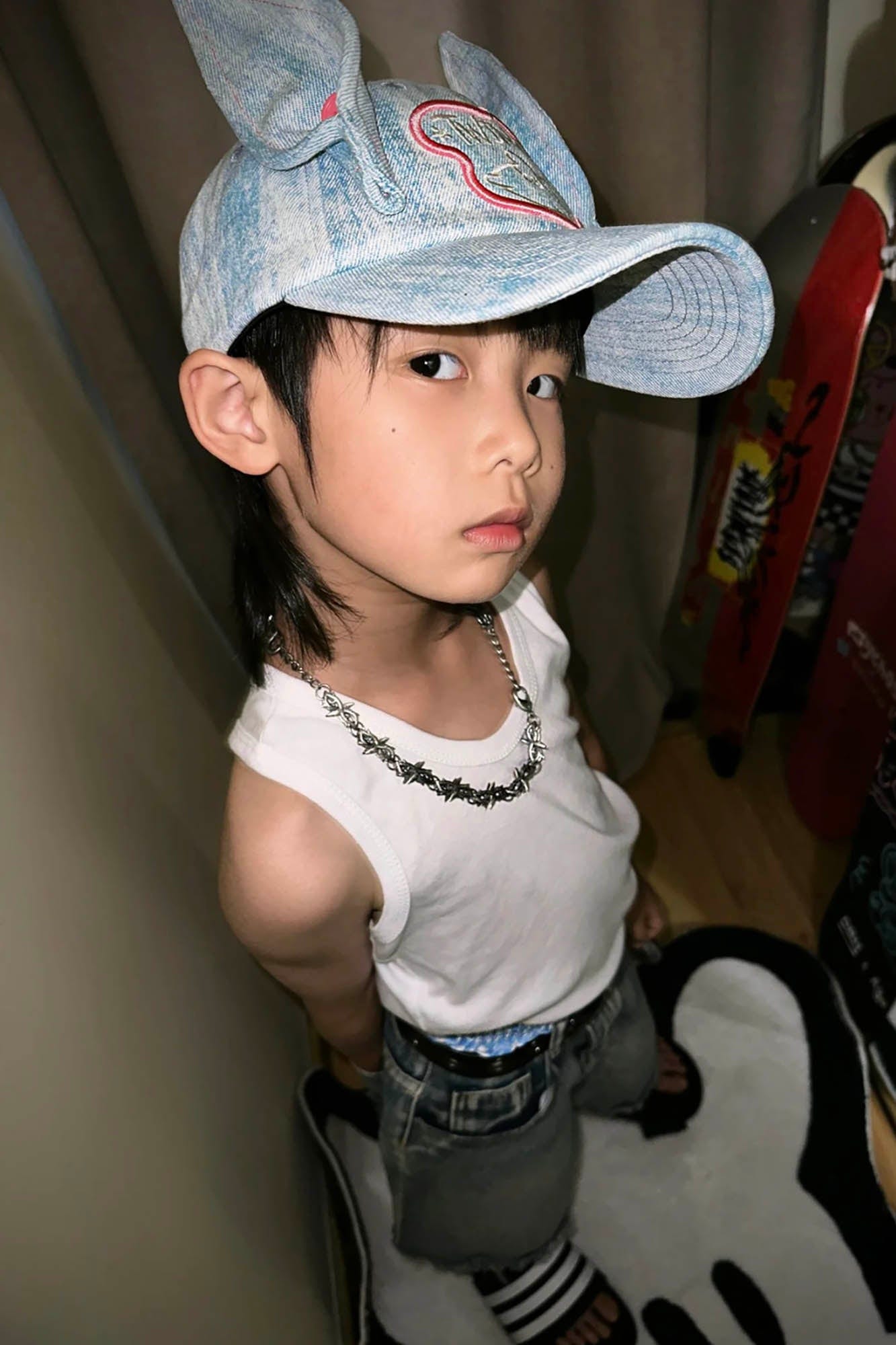 TWINBUTA Denim Ear Embroidered Cap