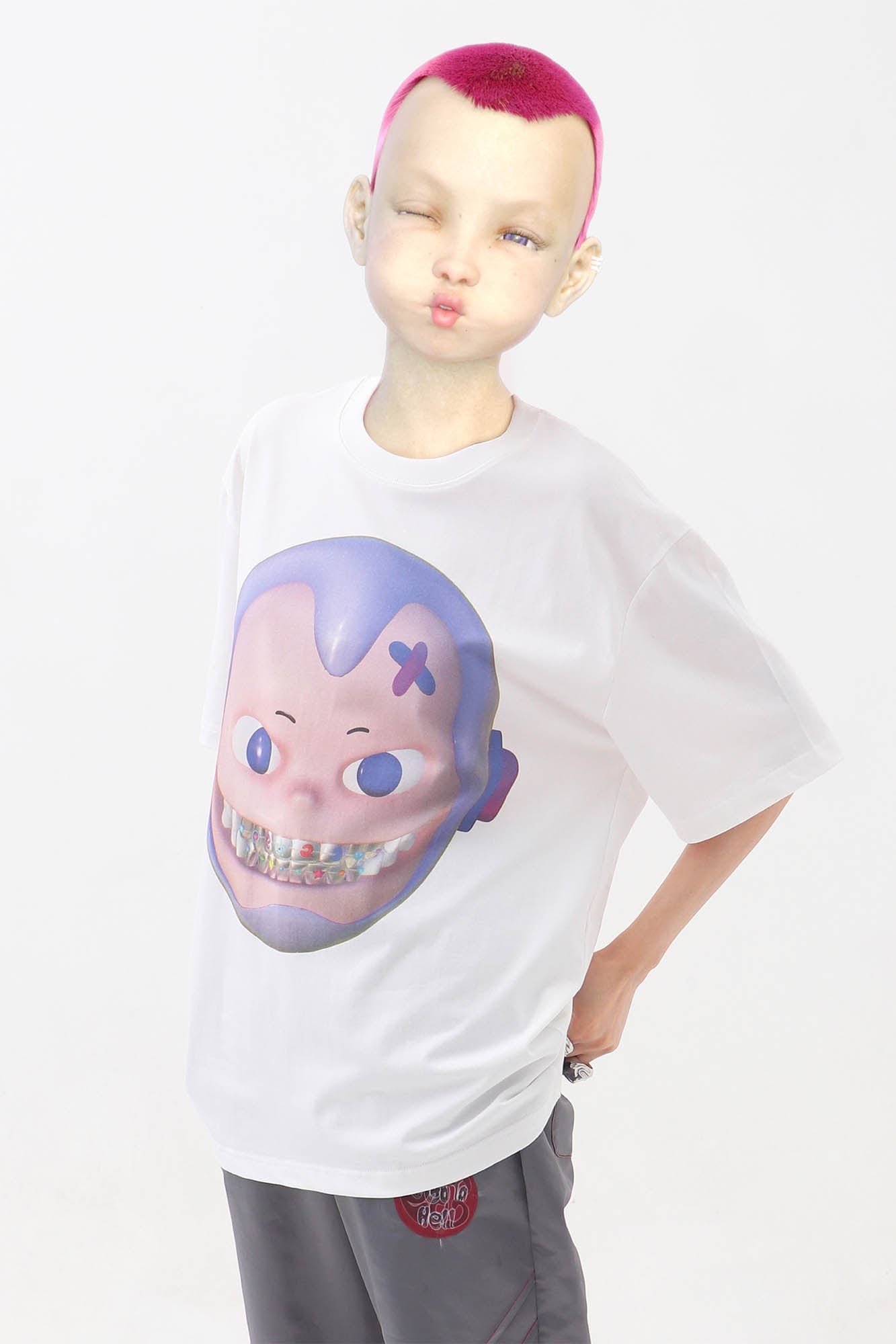 EMBRYO The Face Graphic T-Shirt White