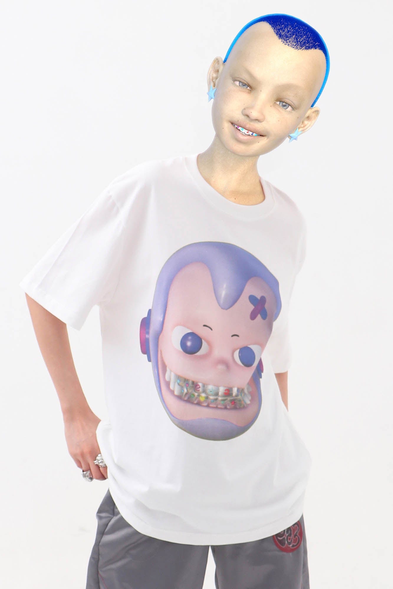 EMBRYO The Face Graphic T-Shirt White