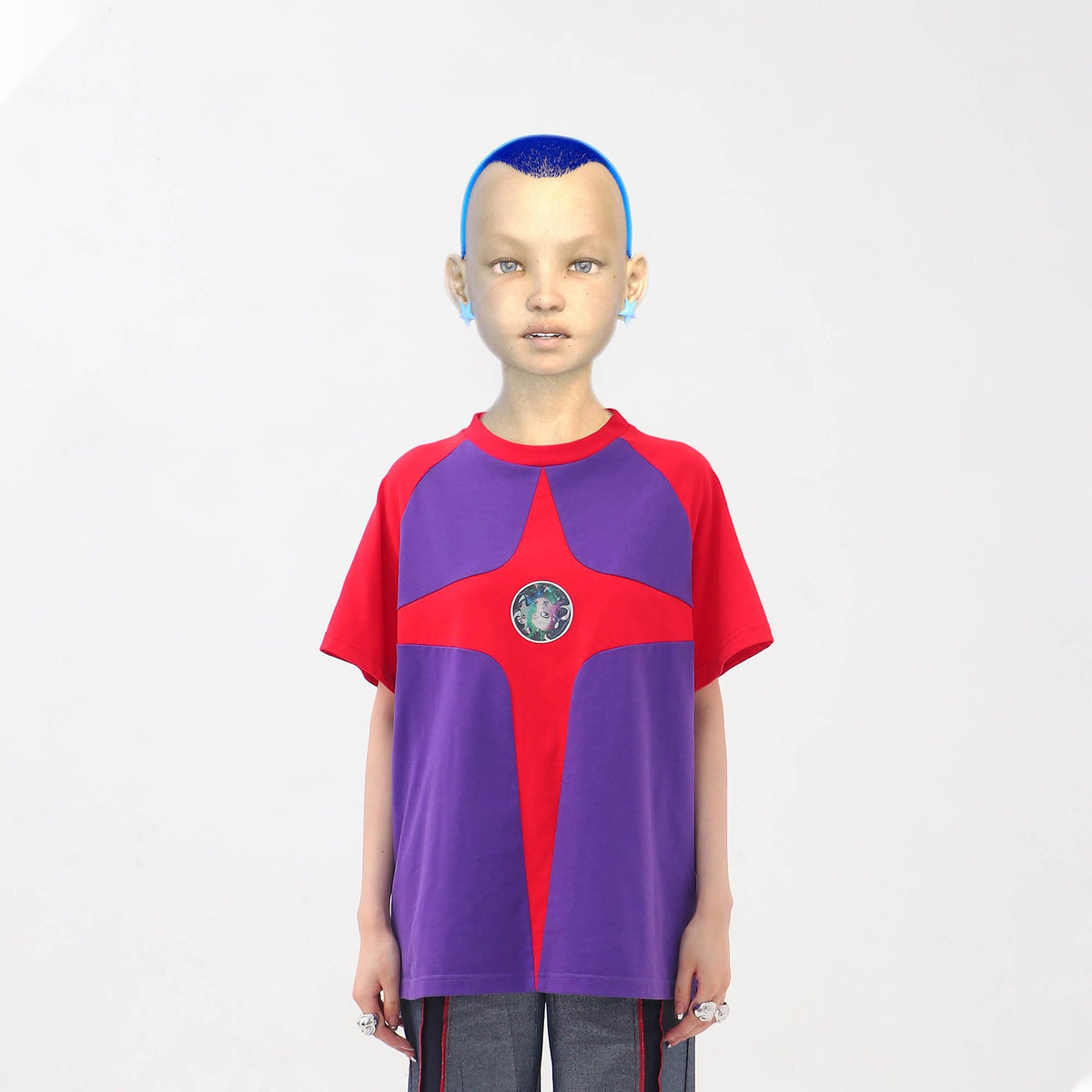 EMBRYO Four-Point Star Spliced T-Shirt