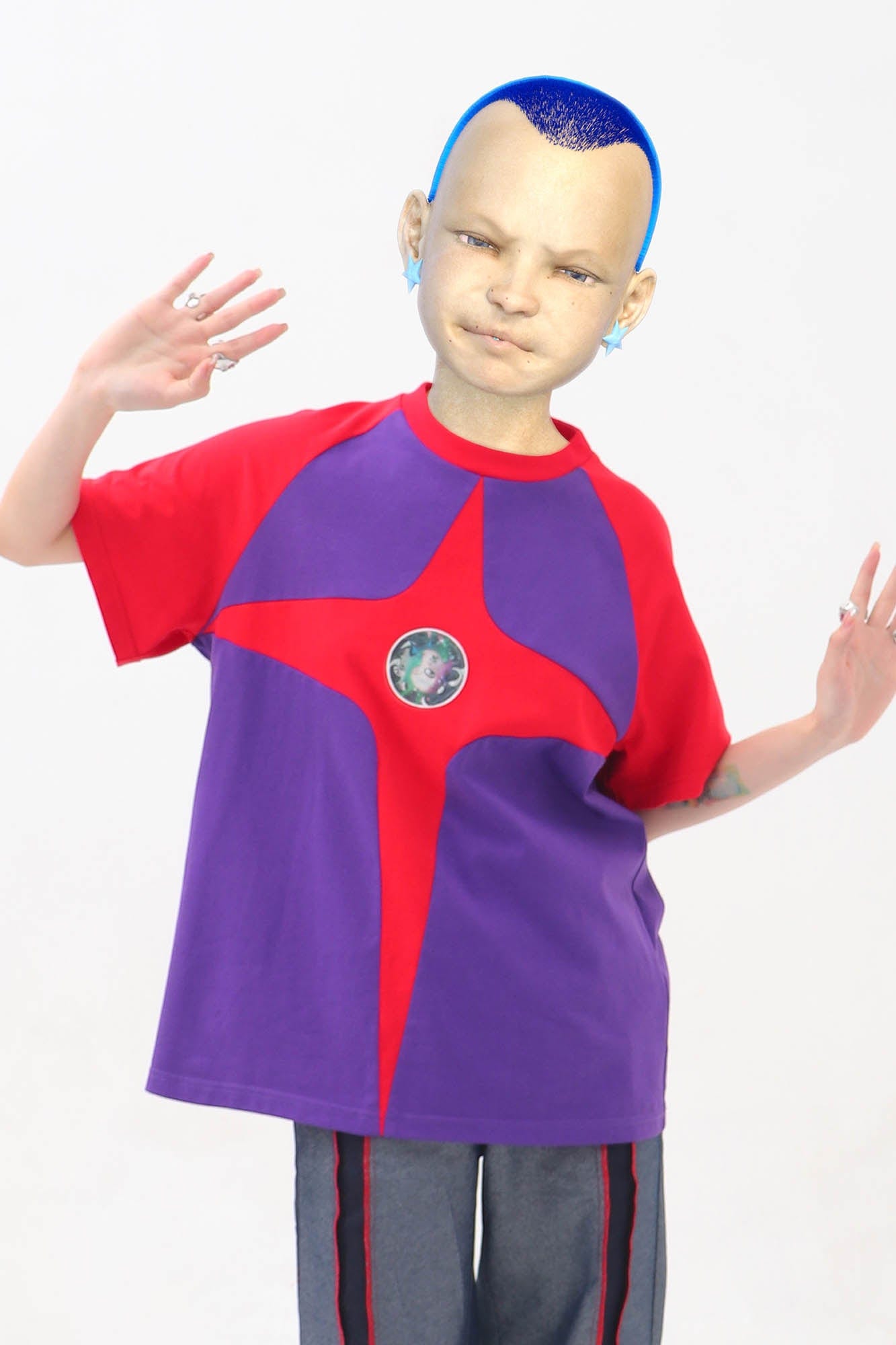 EMBRYO Four-Point Star Spliced T-Shirt