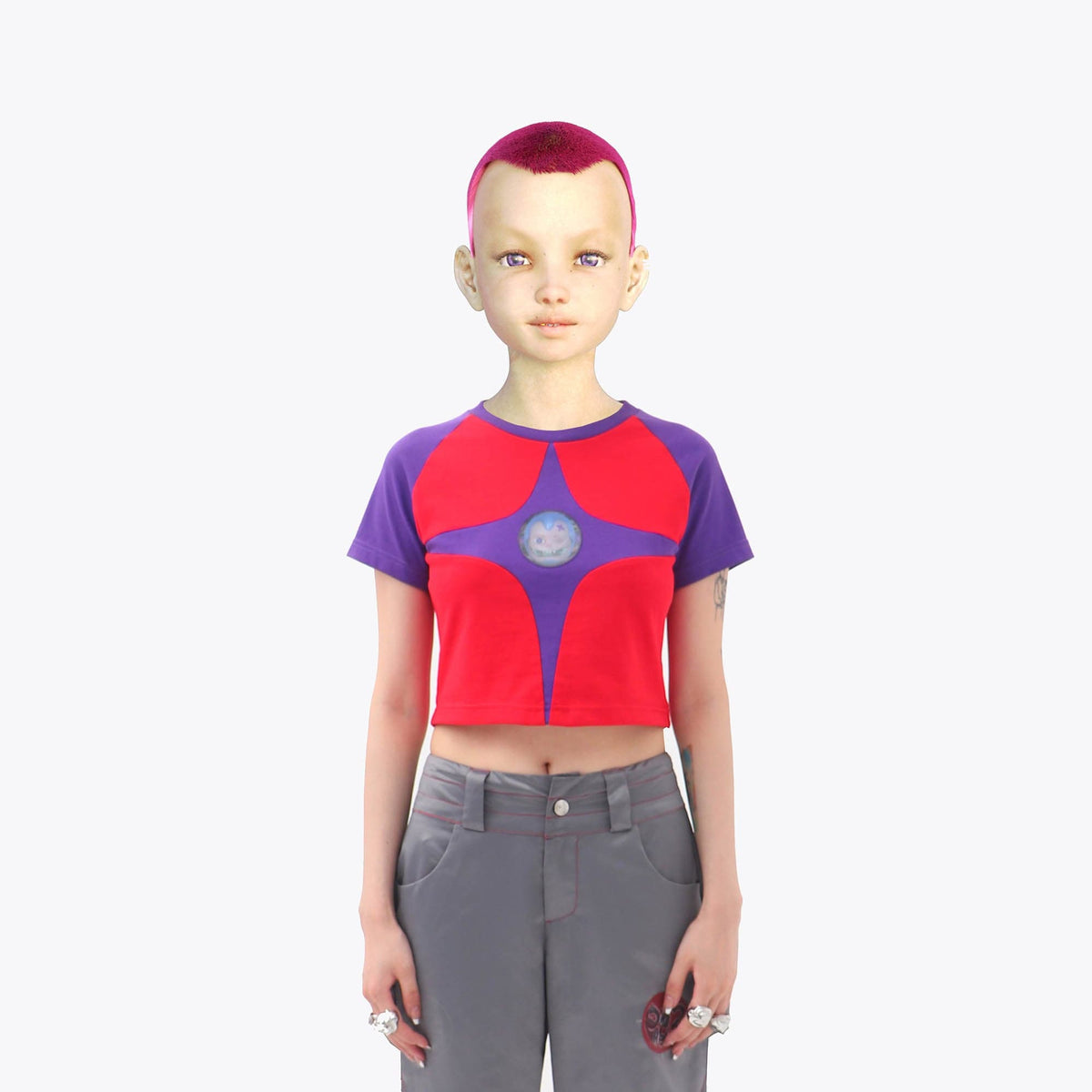 EMBRYO Four-Point Star Spliced Cropped Top