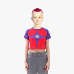 EMBRYO Four-Point Star Spliced Cropped Top