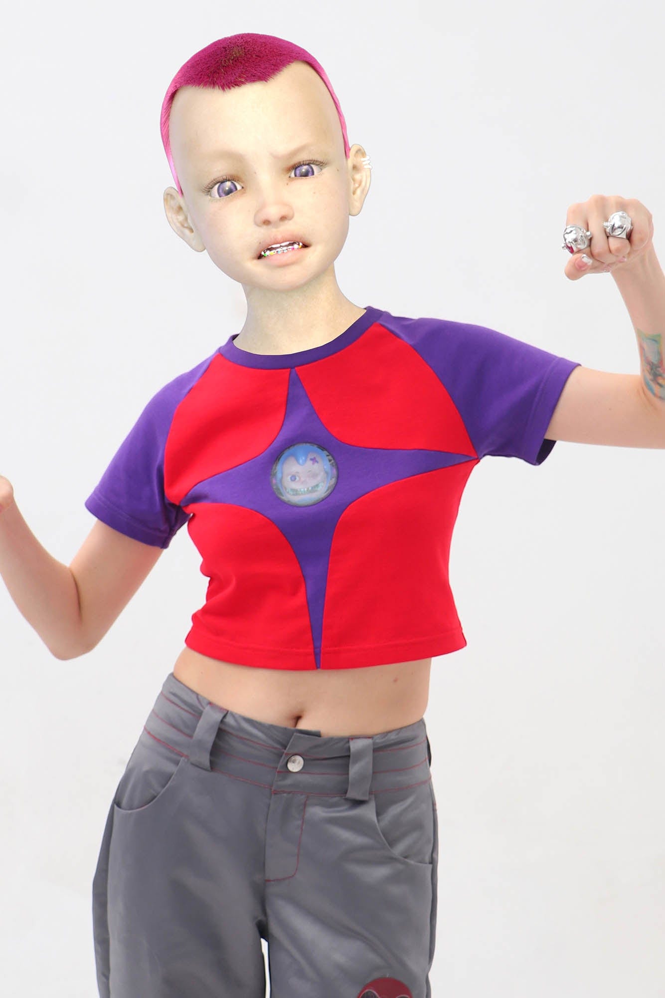 EMBRYO Four-Point Star Spliced Cropped Top