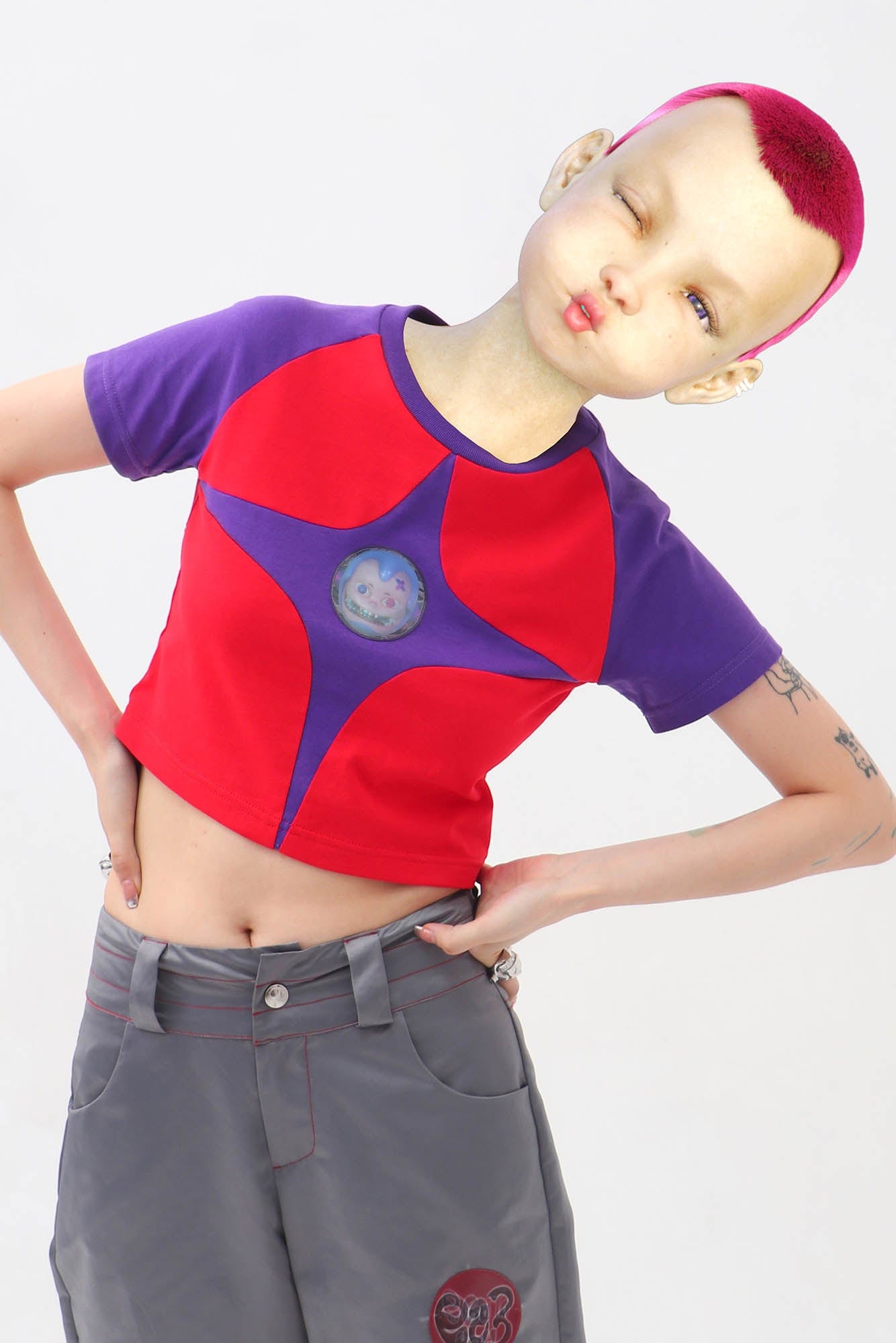 EMBRYO Four-Point Star Spliced Cropped Top