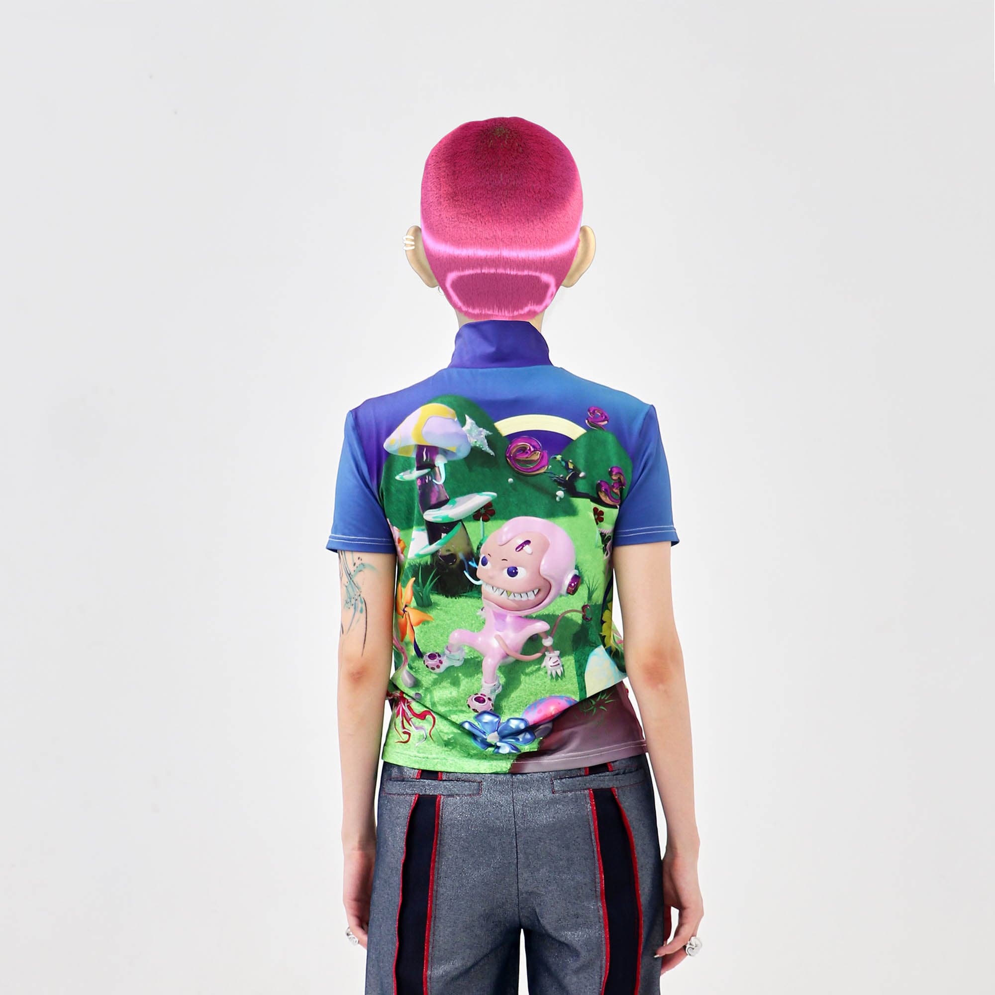EMBRYO Fantasy Full-Print Mock Neck T-Shirt