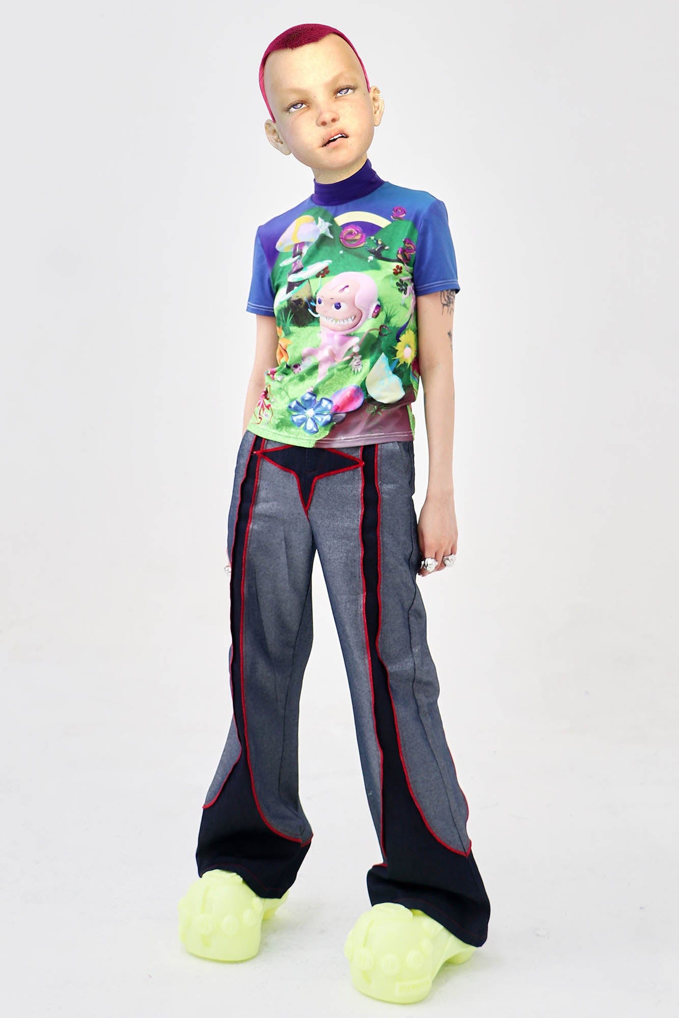 EMBRYO Fantasy Full-Print Mock Neck T-Shirt