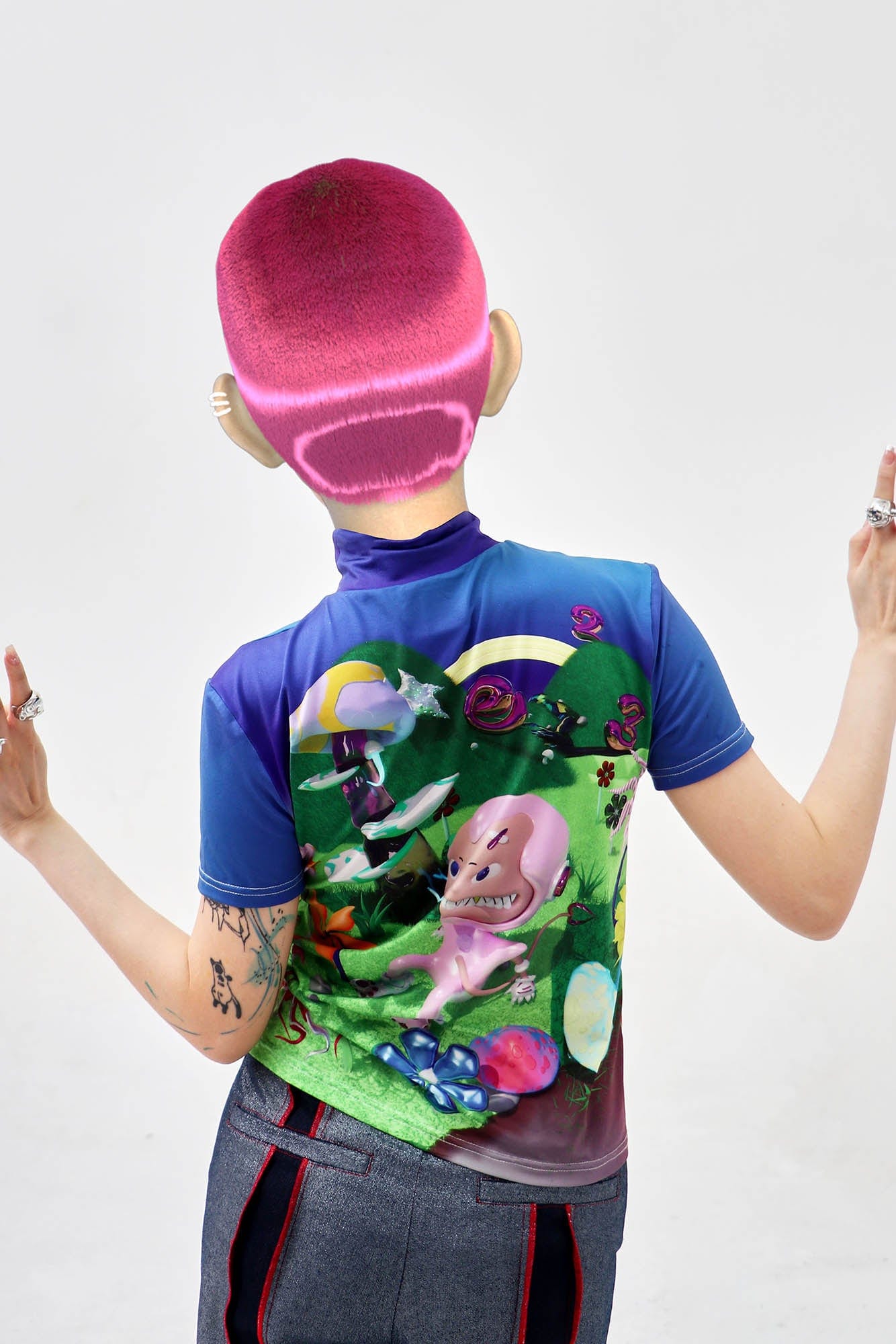 EMBRYO Fantasy Full-Print Mock Neck T-Shirt