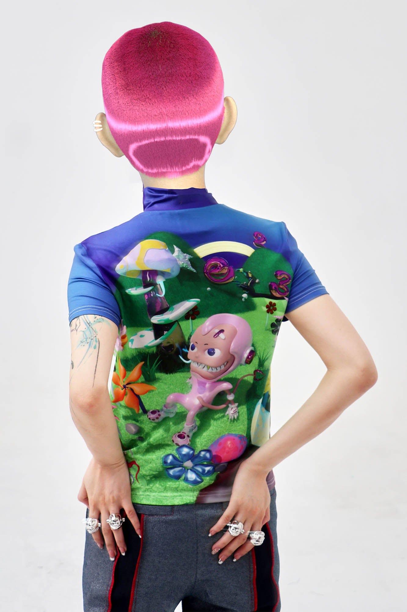 EMBRYO Fantasy Full-Print Mock Neck T-Shirt