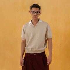 CLP V-Neck Detachable Collar Knitted Tee
