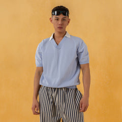 CLP V-Neck Detachable Collar Knitted Tee