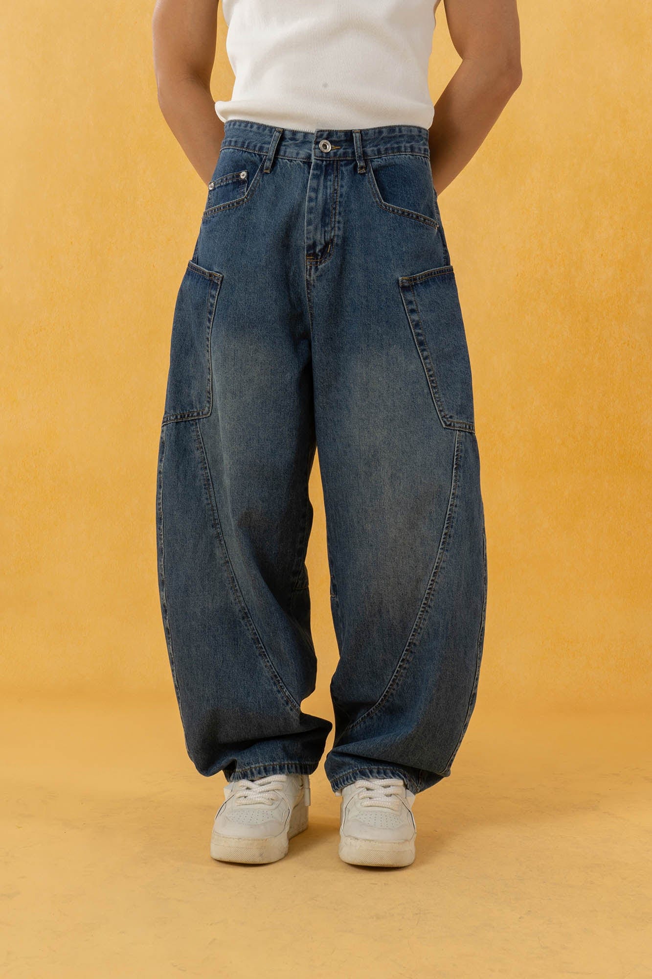 CLP Spliced Big-Pocket Curved Jeans