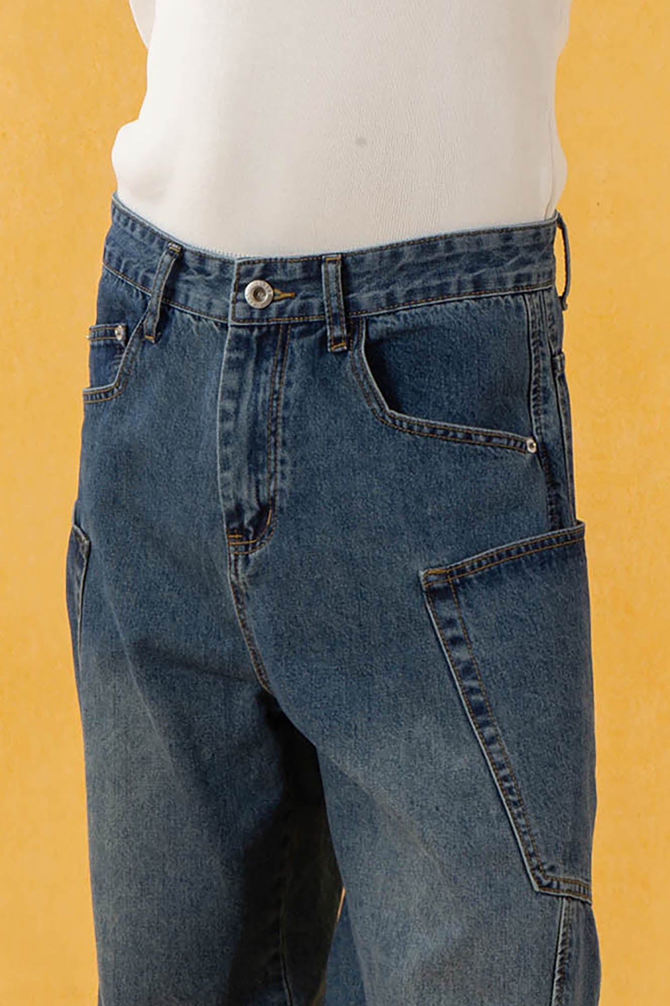 CLP Spliced Big-Pocket Curved Jeans