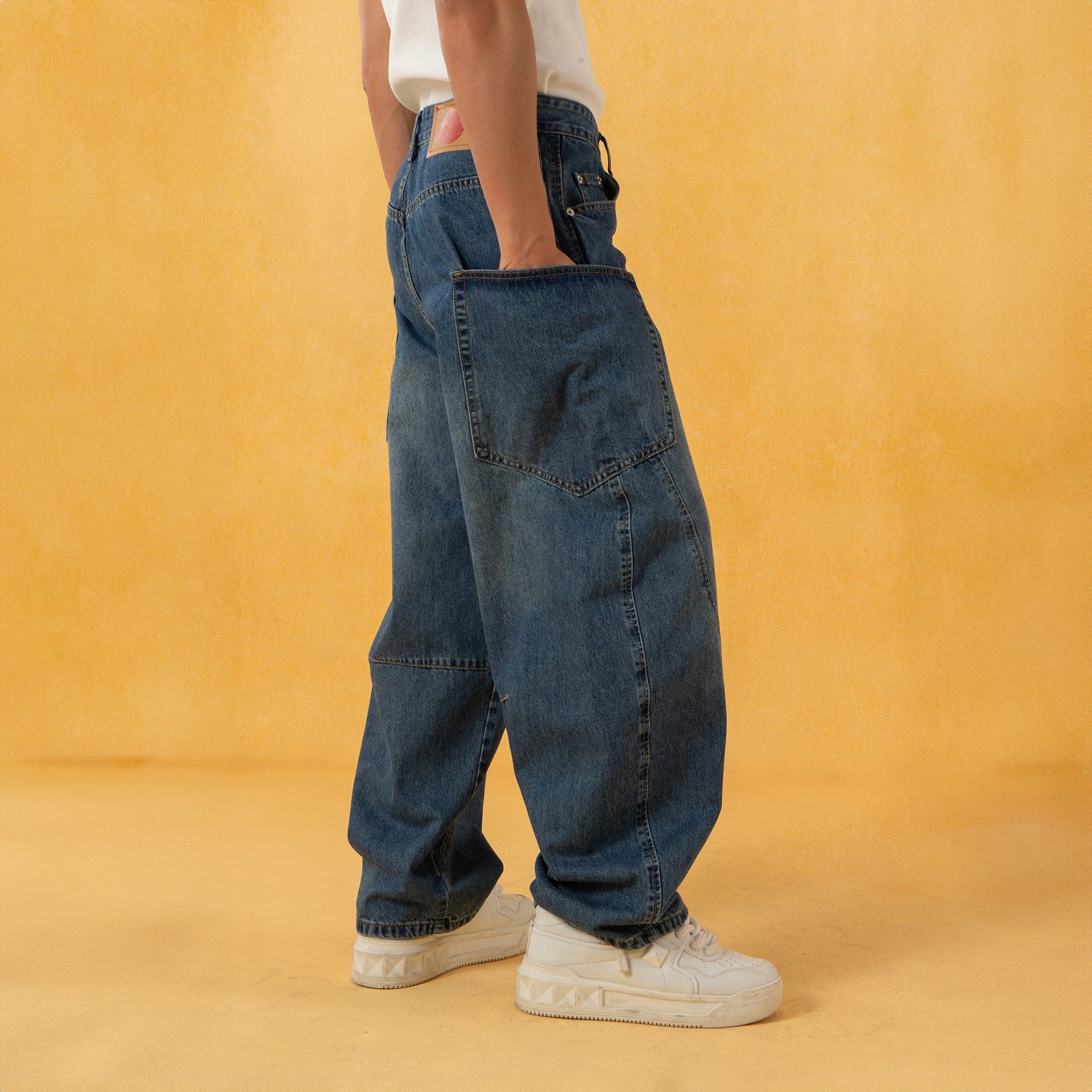 CLP Spliced Big-Pocket Curved Jeans