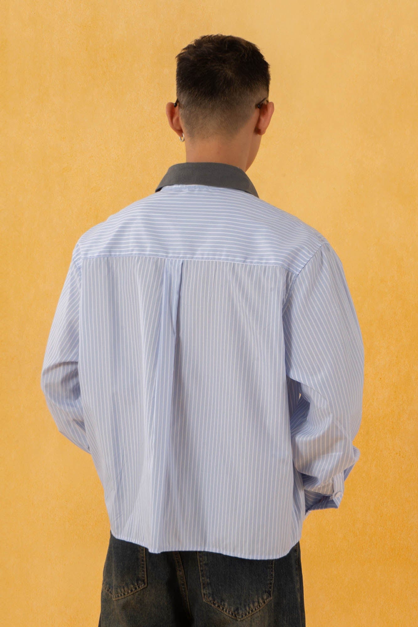 CLP Contrast Collar Striped Shirt
