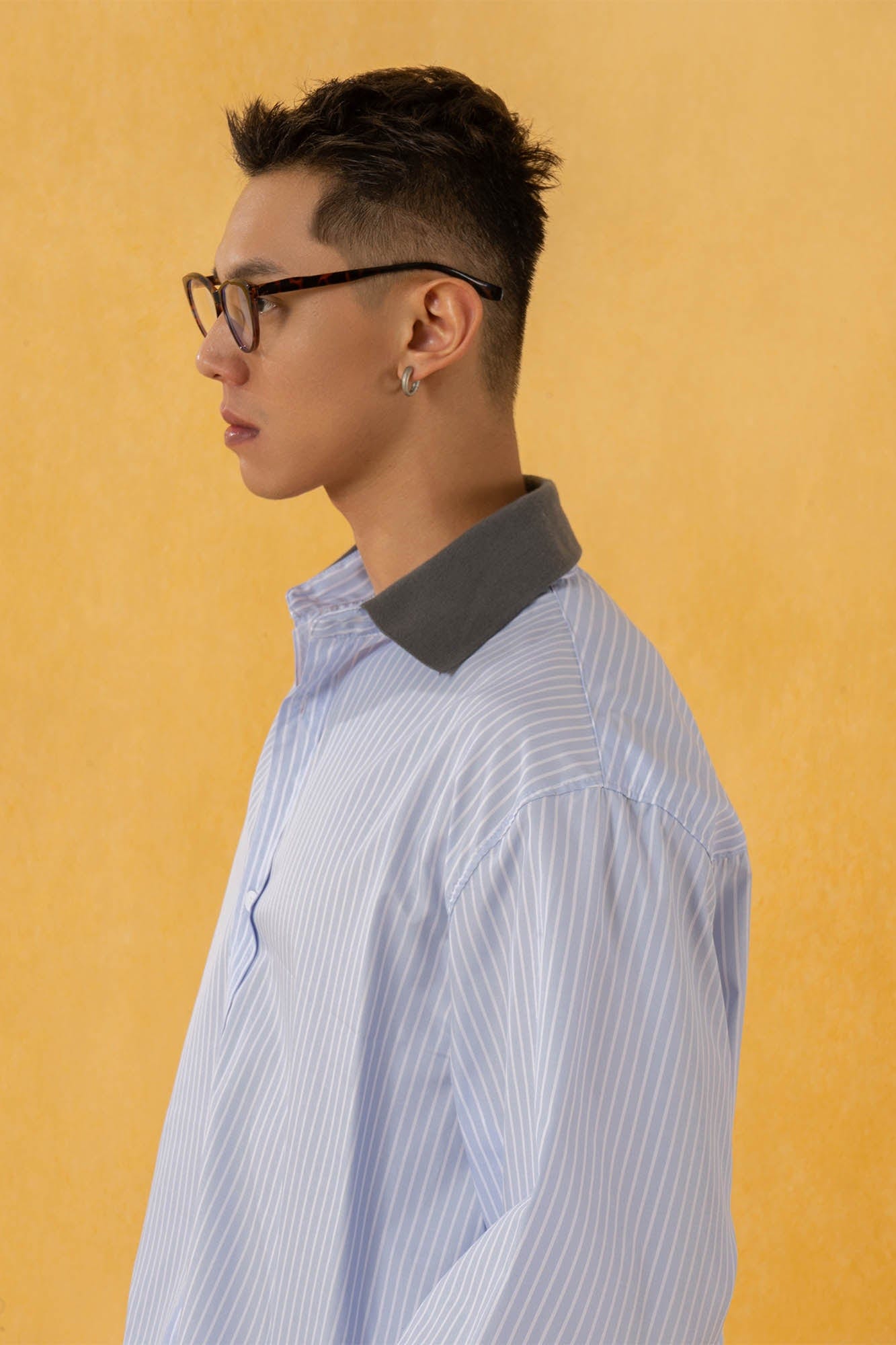 CLP Contrast Collar Striped Shirt