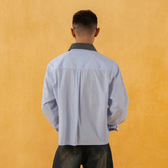 CLP Contrast Collar Striped Shirt