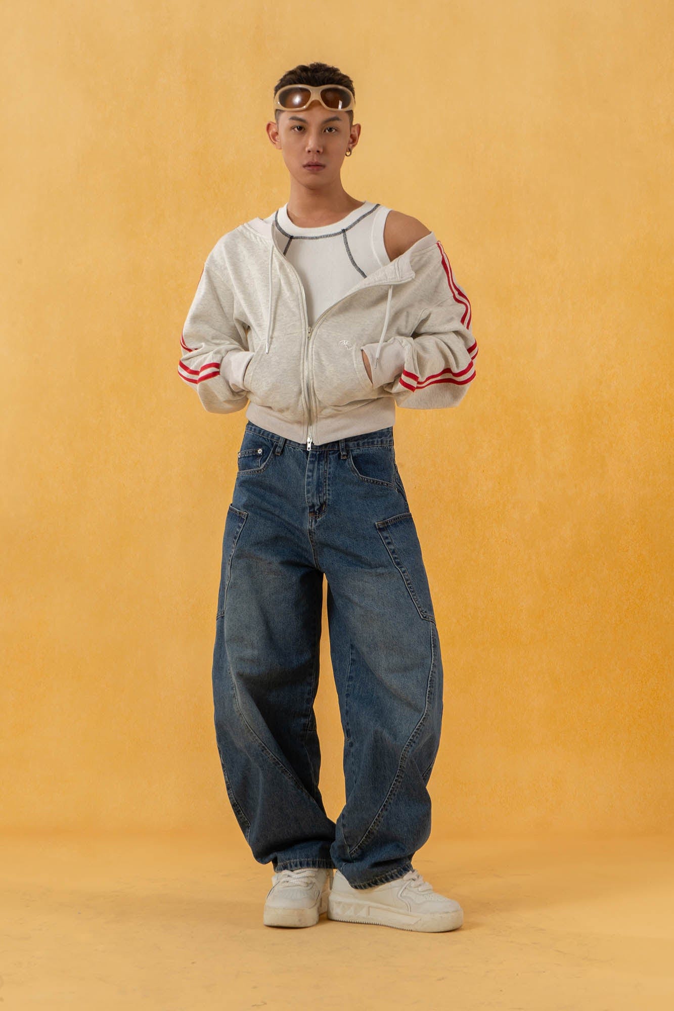 CLP Spliced Big-Pocket Curved Jeans