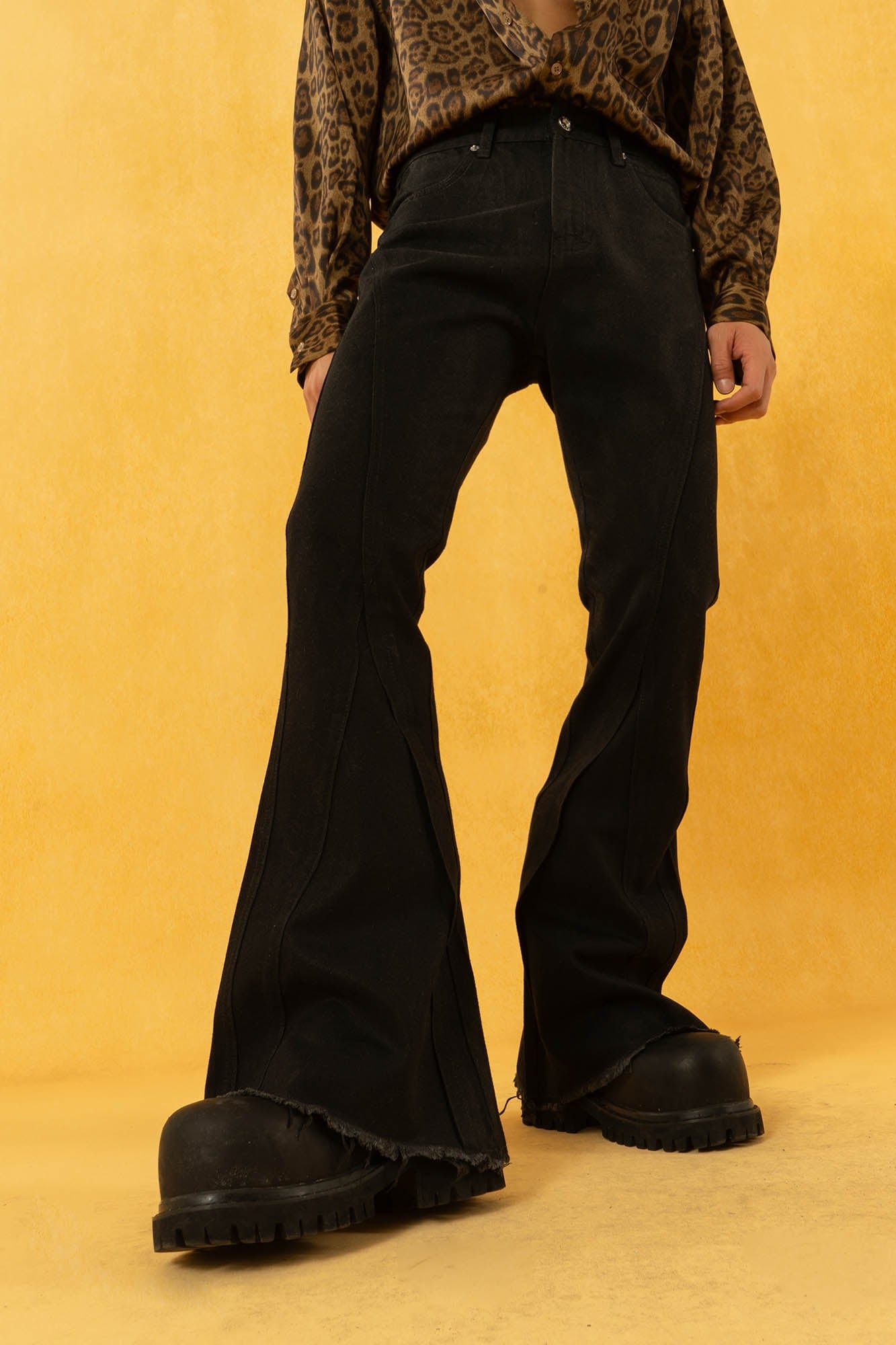 CLP Retro Frayed Slim Fit Flared Jeans