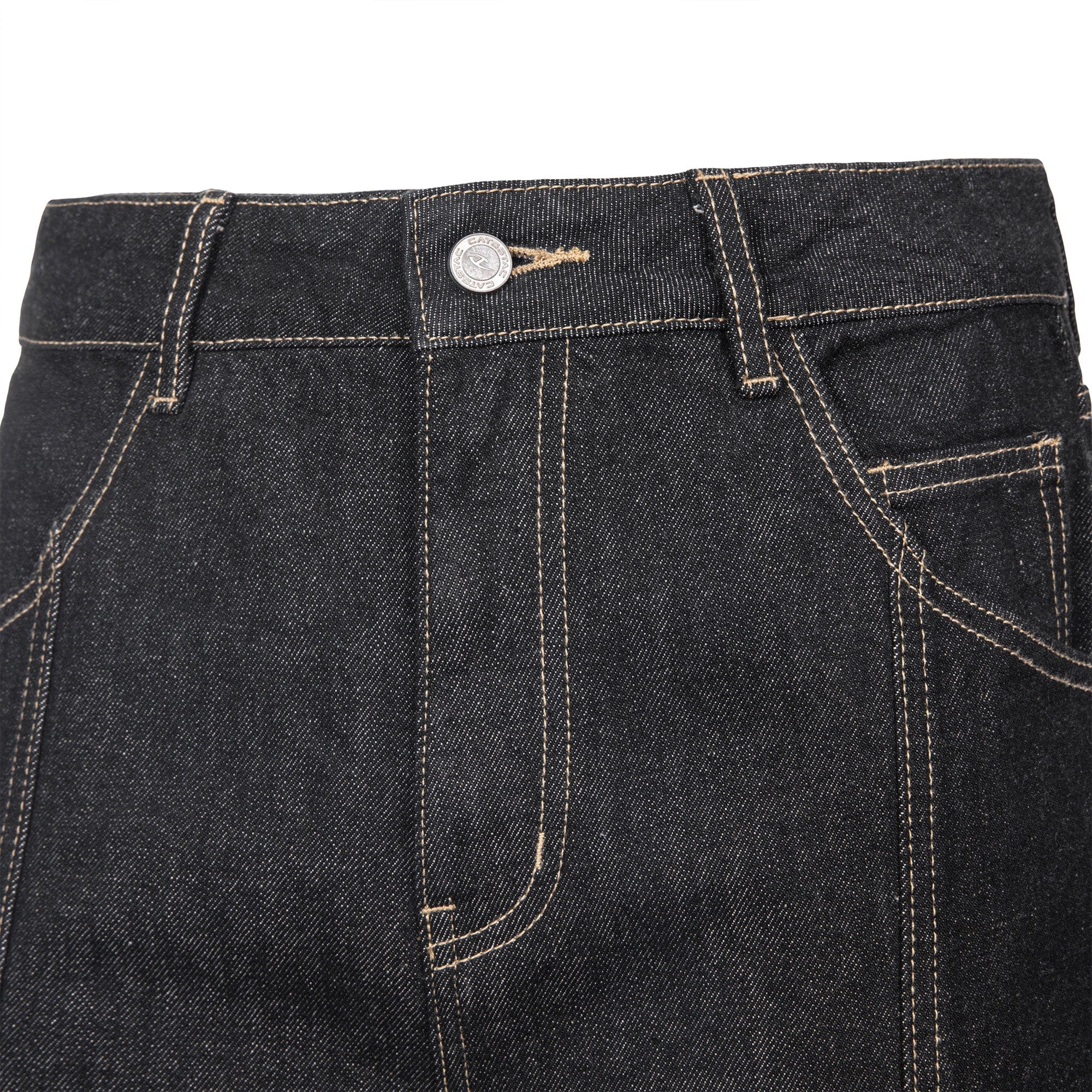 CATSSTAC Contrast Stitch Middle Spliced Raw Denim Jeans