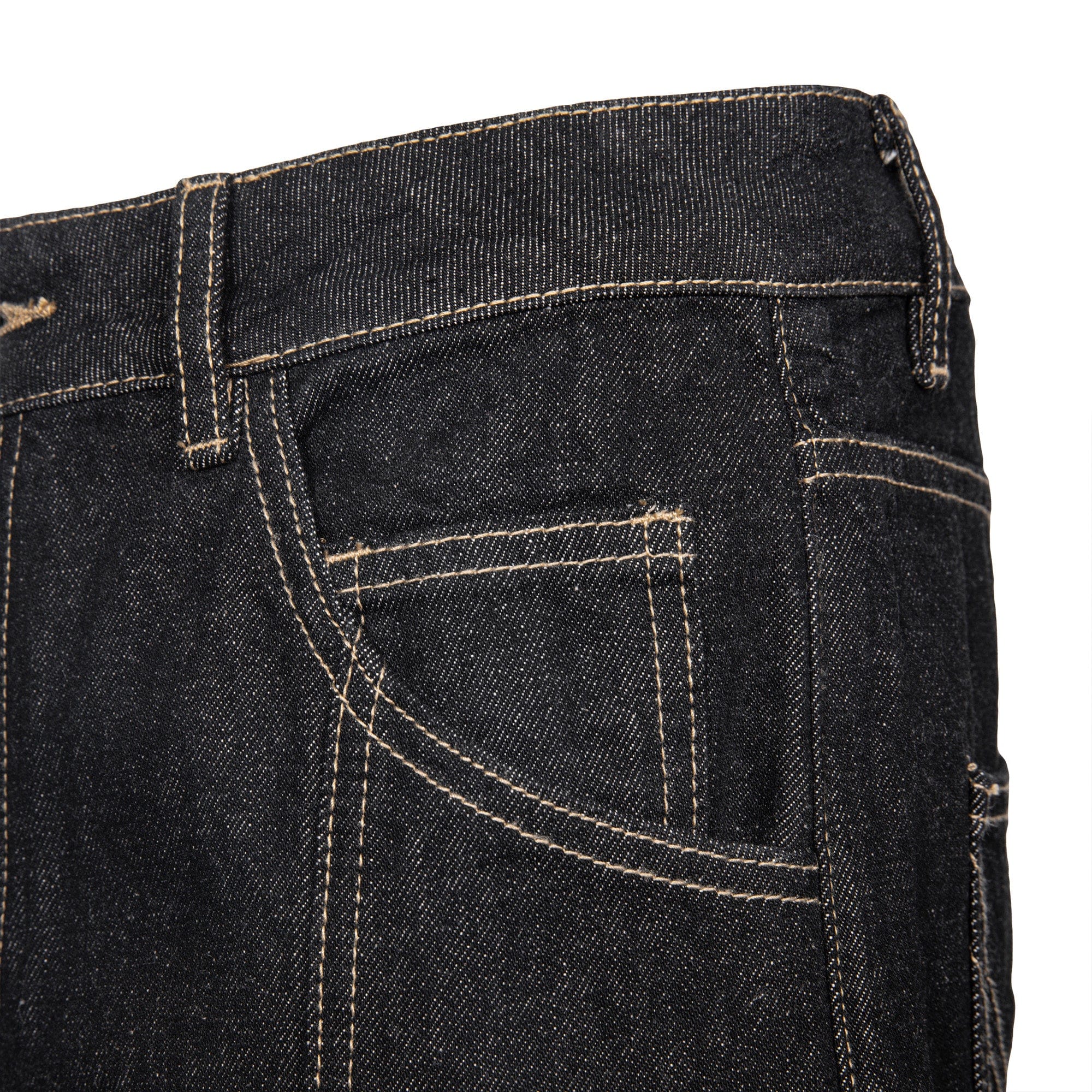 CATSSTAC Contrast Stitch Middle Spliced Raw Denim Jeans