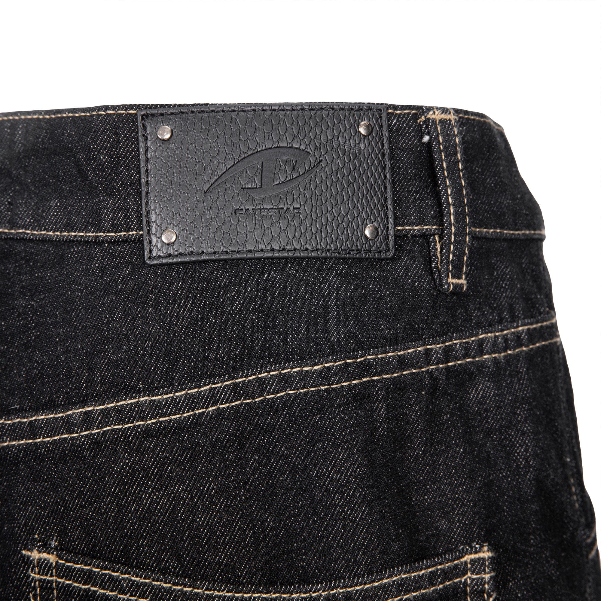 CATSSTAC Contrast Stitch Middle Spliced Raw Denim Jeans