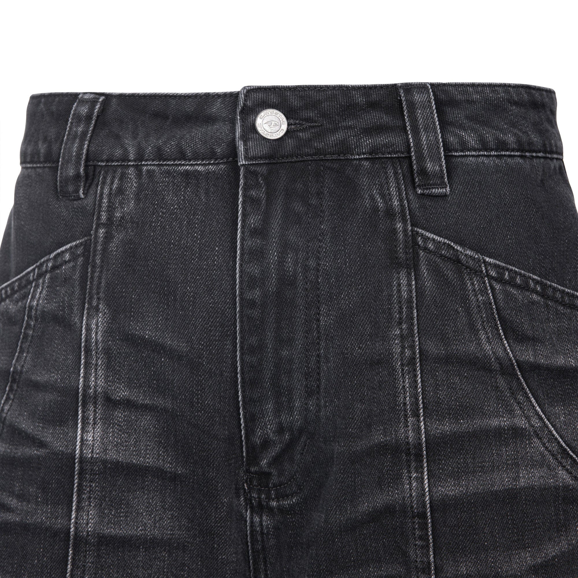 CATSSTAC Whisker-Wash Middle-Spliced Wide-Leg Shorts
