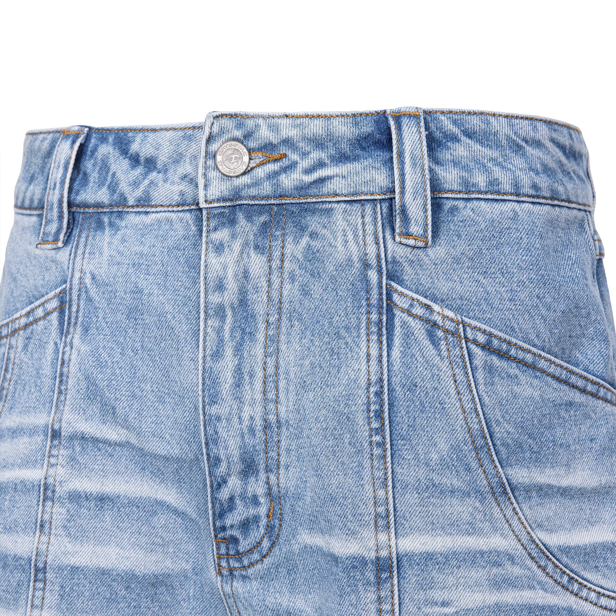 CATSSTAC Whisker-Wash Middle-Spliced Wide-Leg Shorts