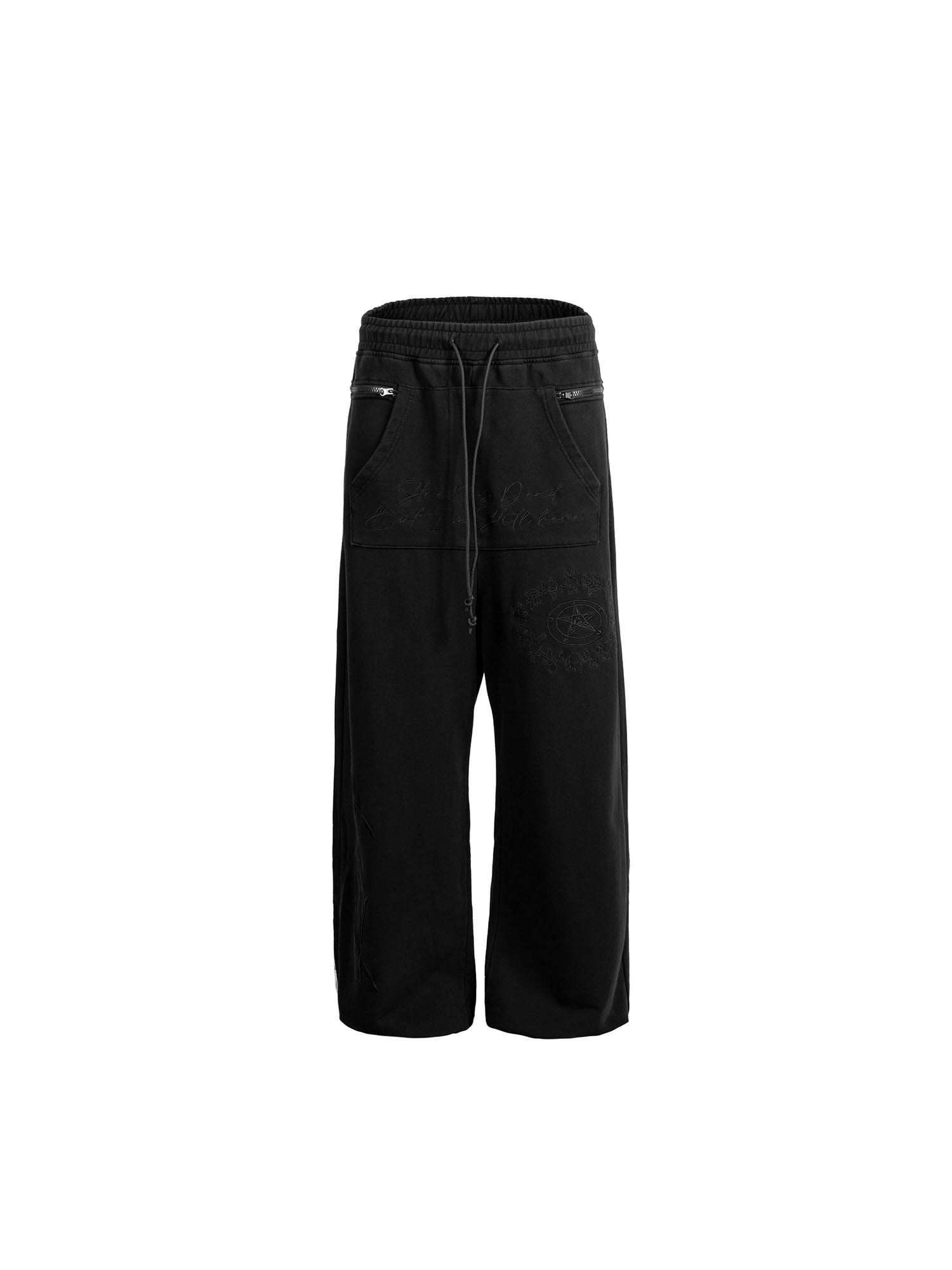 FVVO Distressed Embroidered Drawstring Sweatpants