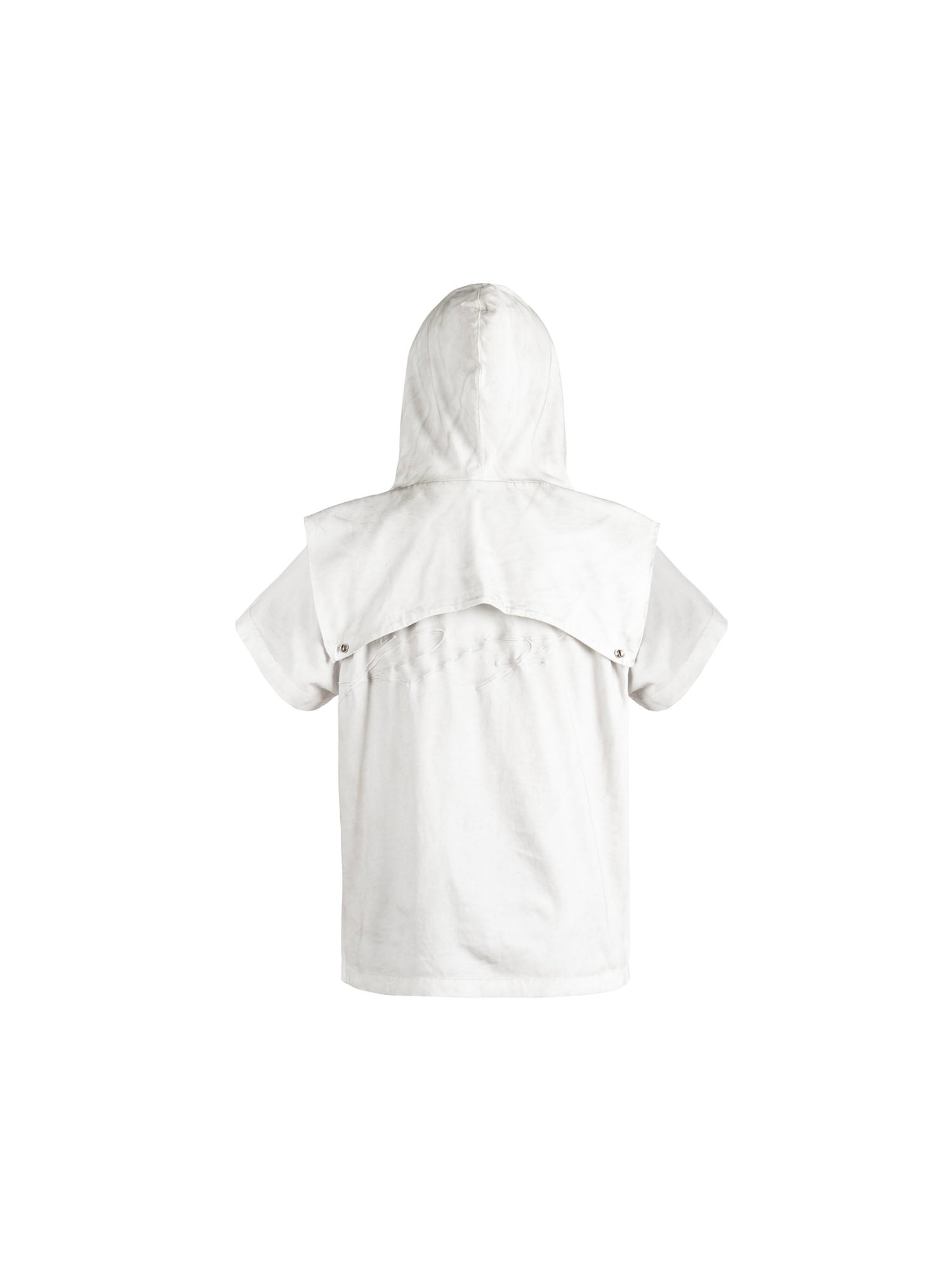 FVVO Distressed Snap-Shoulder Hooded T-Shirt
