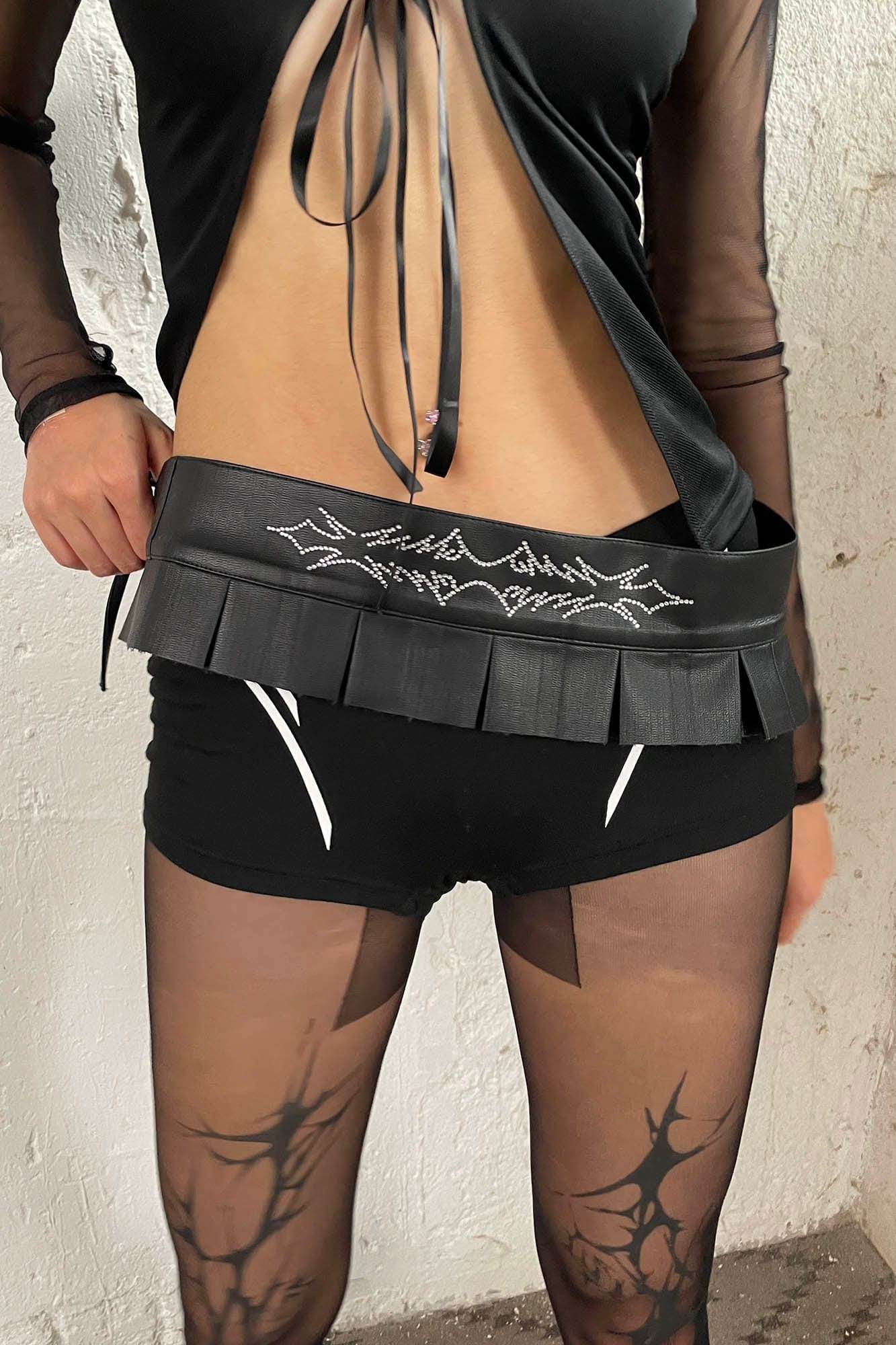 DND4DES×Faychui Diamond Pleated Lace-Up Belt