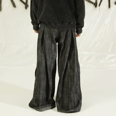 KADAKADA Detachable Ribbon Washed Oversize Flare Jeans