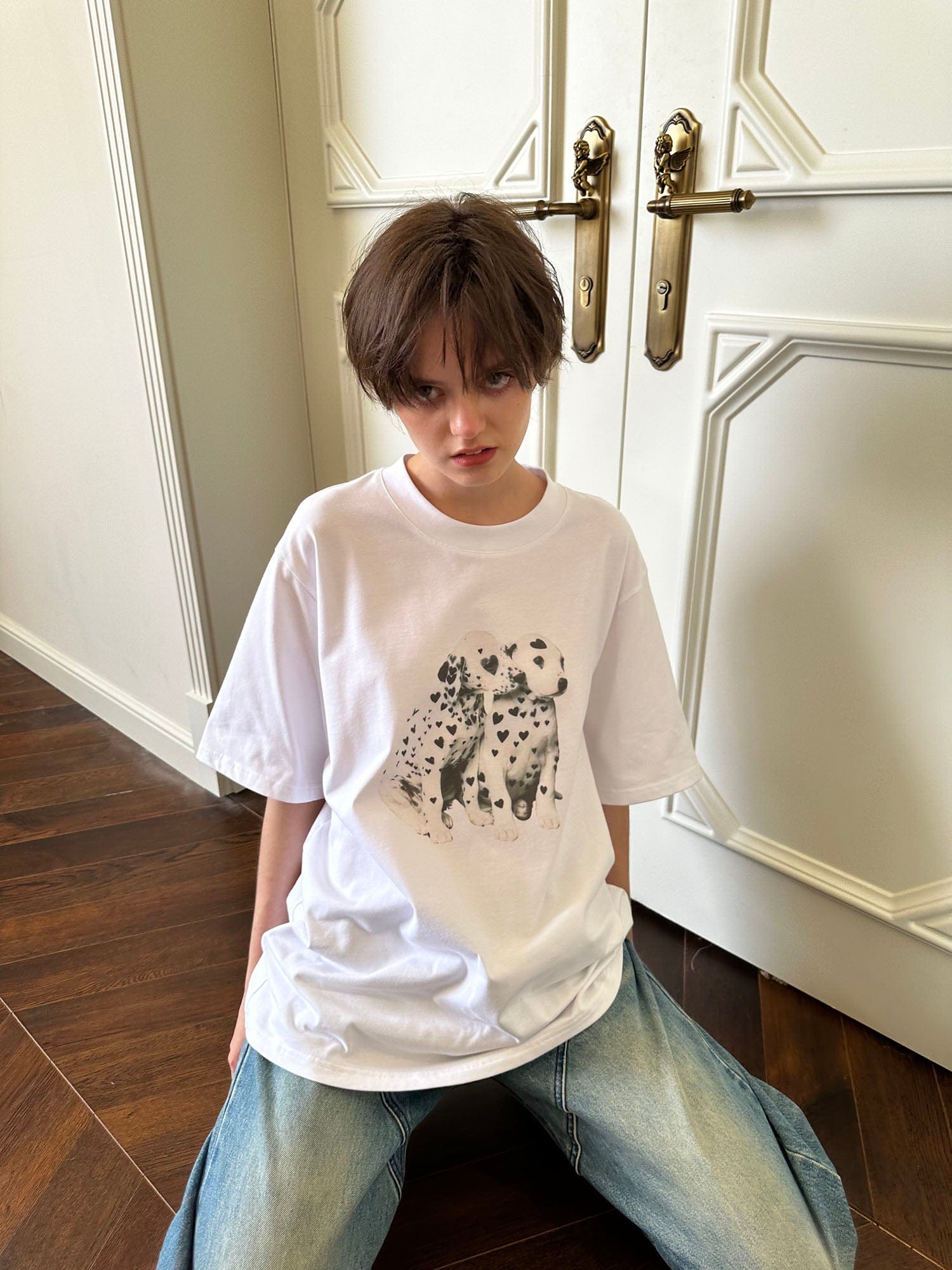 SOURPLUM Heart Dalmatian Graphic T-Shirt