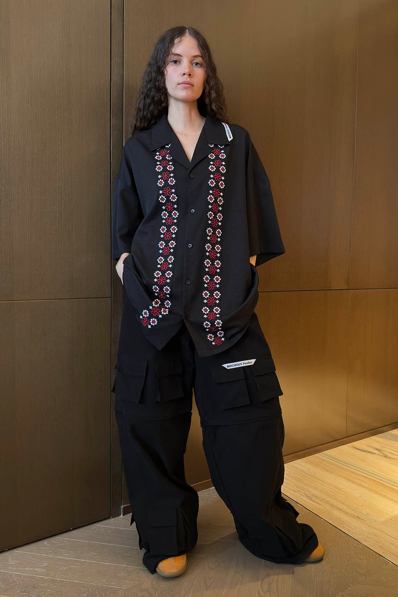 MIICHOUS Fair Isle Embroidered Half Shirt
