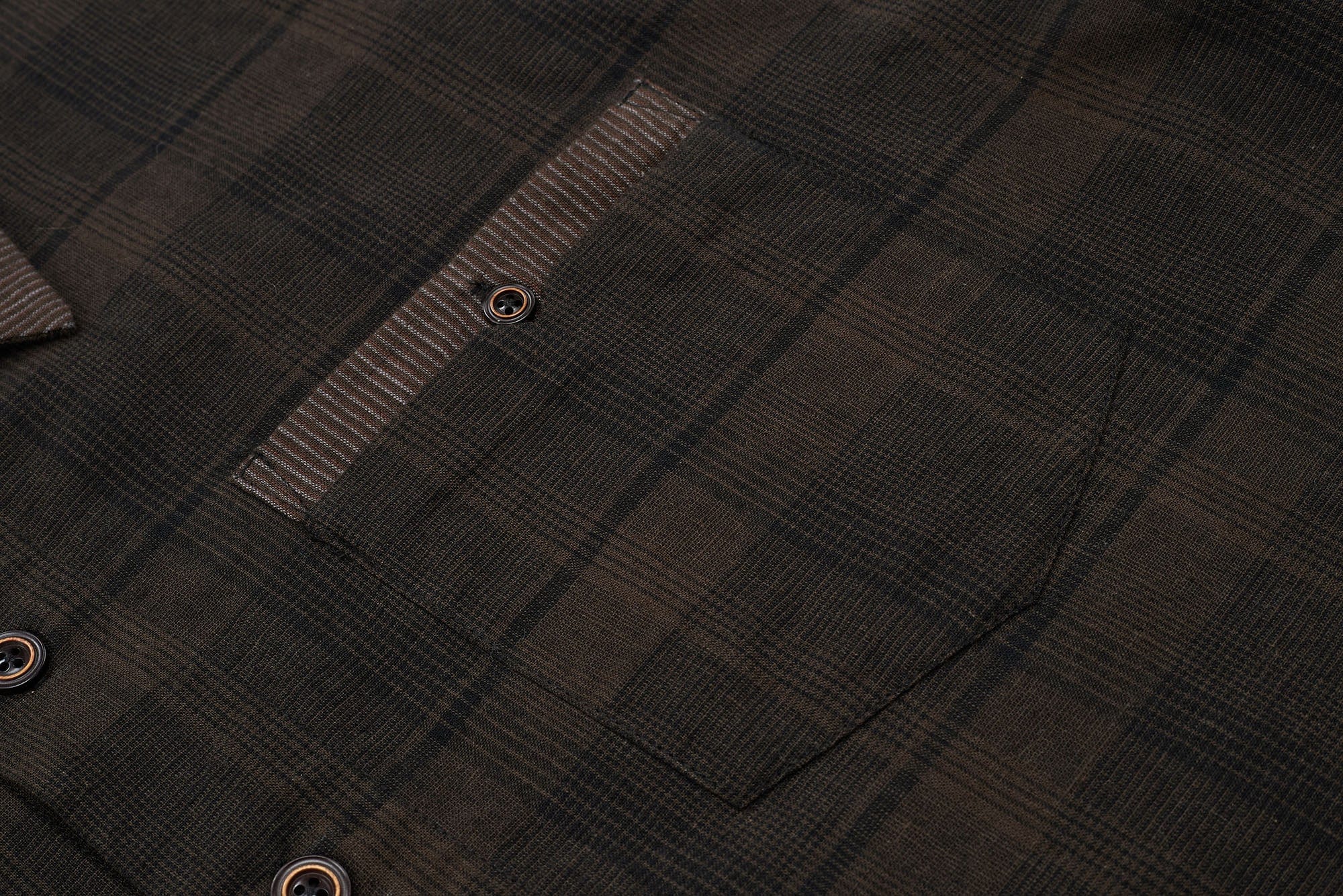 ESAIAS Plaid Layered Raw-Edge Half Shirt Brown