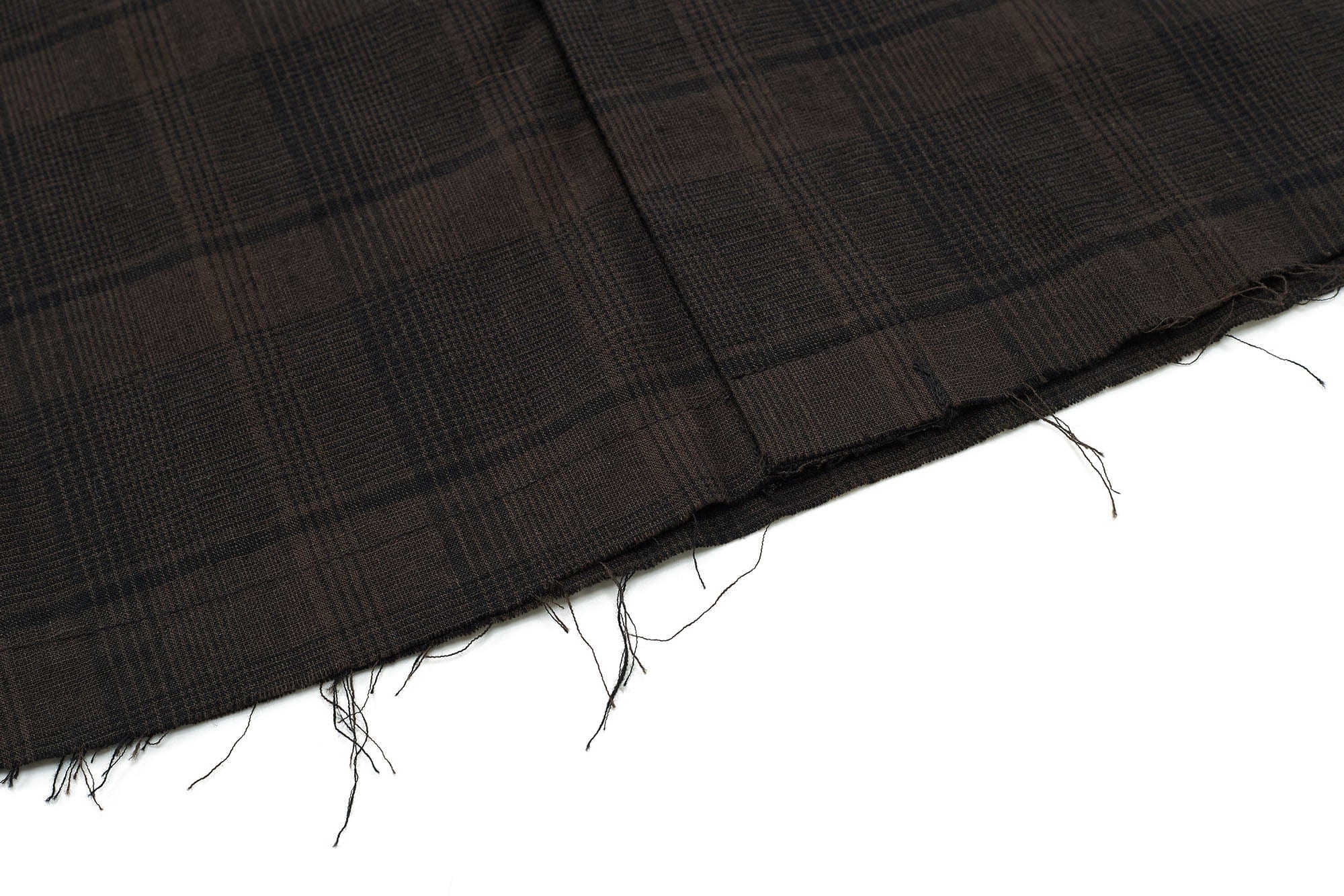 ESAIAS Plaid Layered Raw-Edge Half Shirt Brown