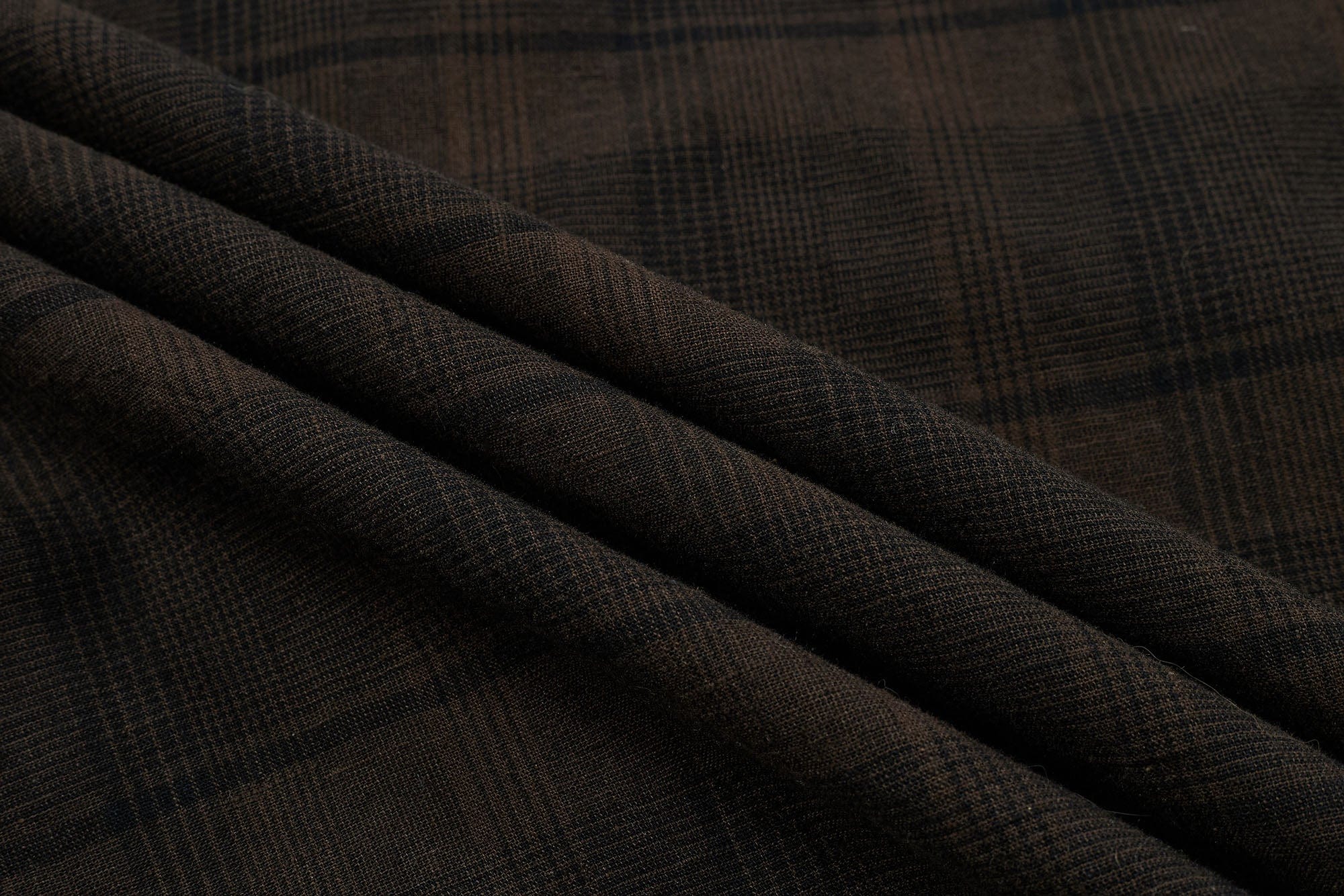 ESAIAS Plaid Layered Raw-Edge Half Shirt Brown