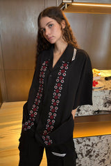 MIICHOUS Fair Isle Embroidered Half Shirt