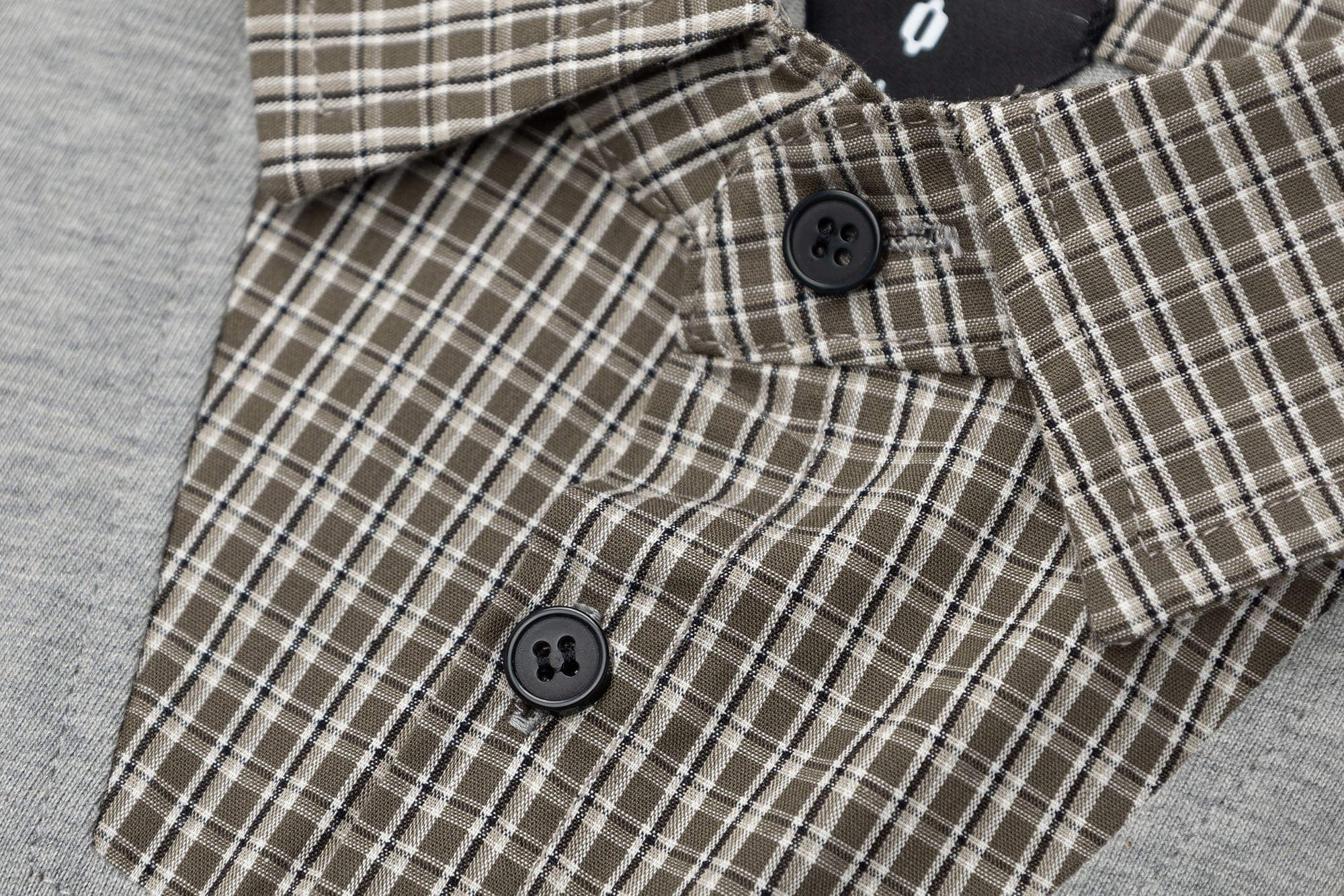 OVDY Layered Plaid Panel Mock Shirt T-Shirt
